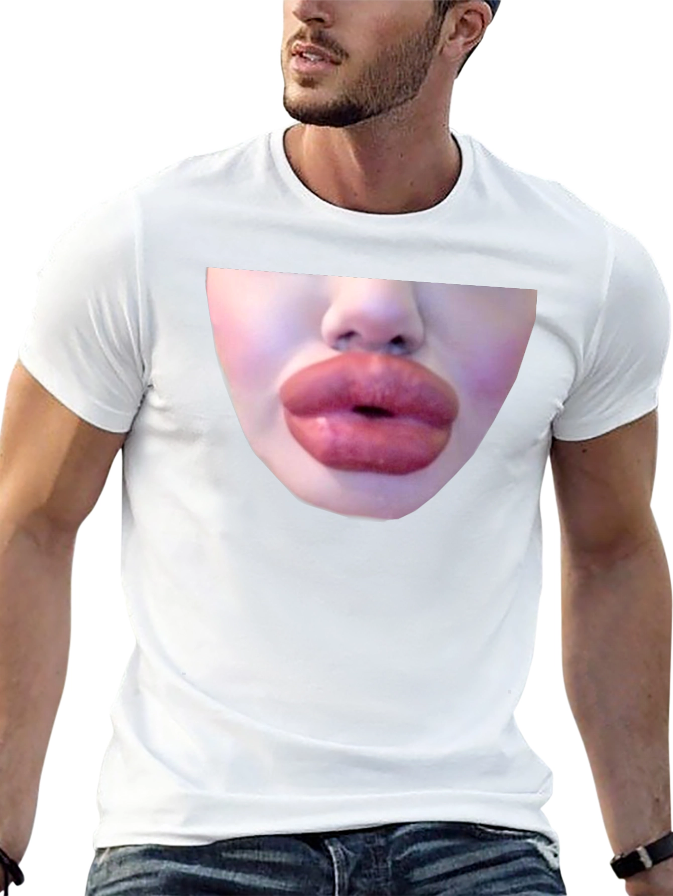 Black Statement Black Tee with Bold Lip Graphic view 13