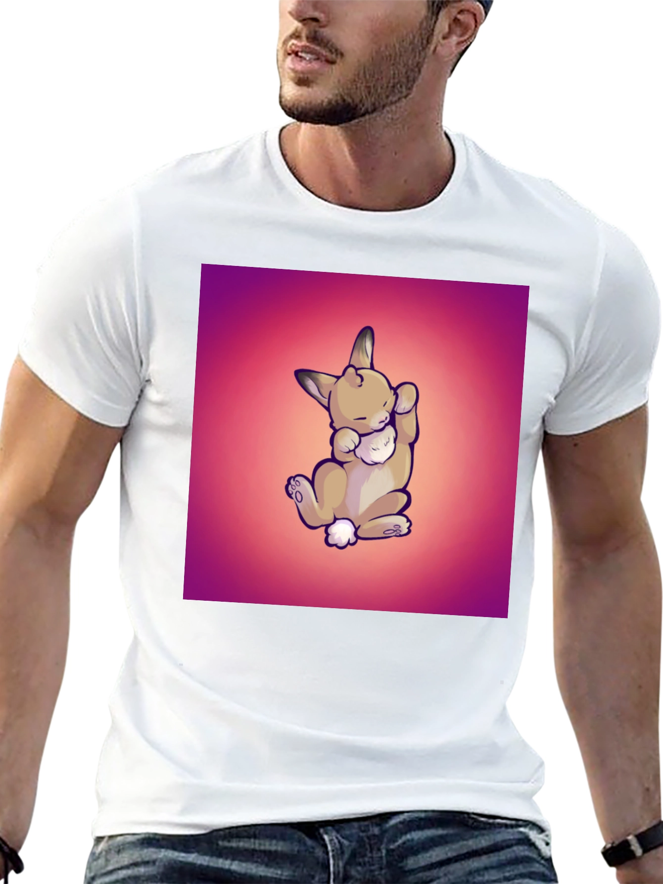 Black Cute Bunny Graphic Tee - Men's Black T-Shirt view 13