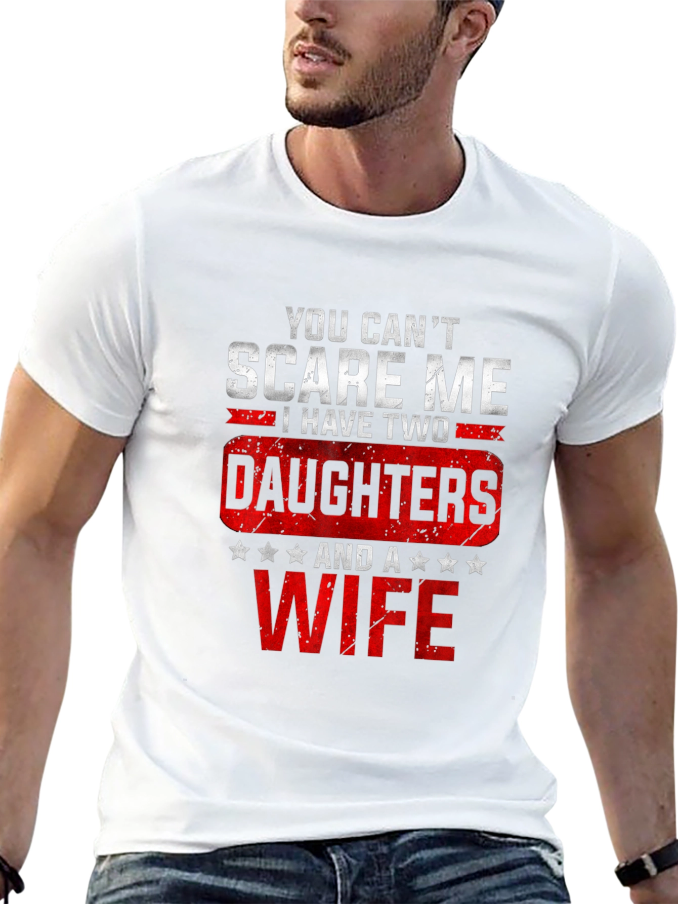 Black Funny Dad T-Shirt - Daughters & Wife view 13