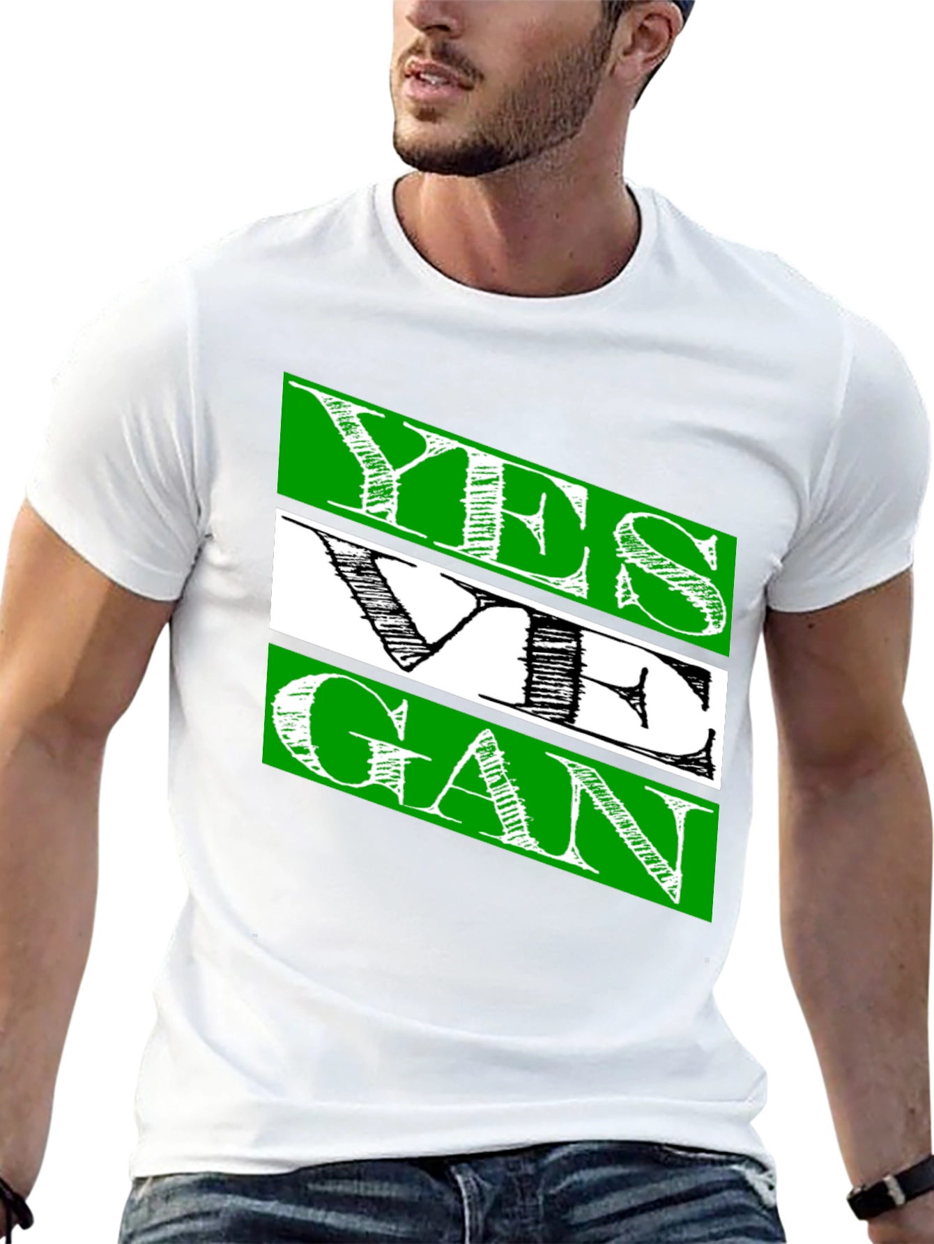 Black Yes We Gan T-Shirt | Men's Black Cotton Tee view 13