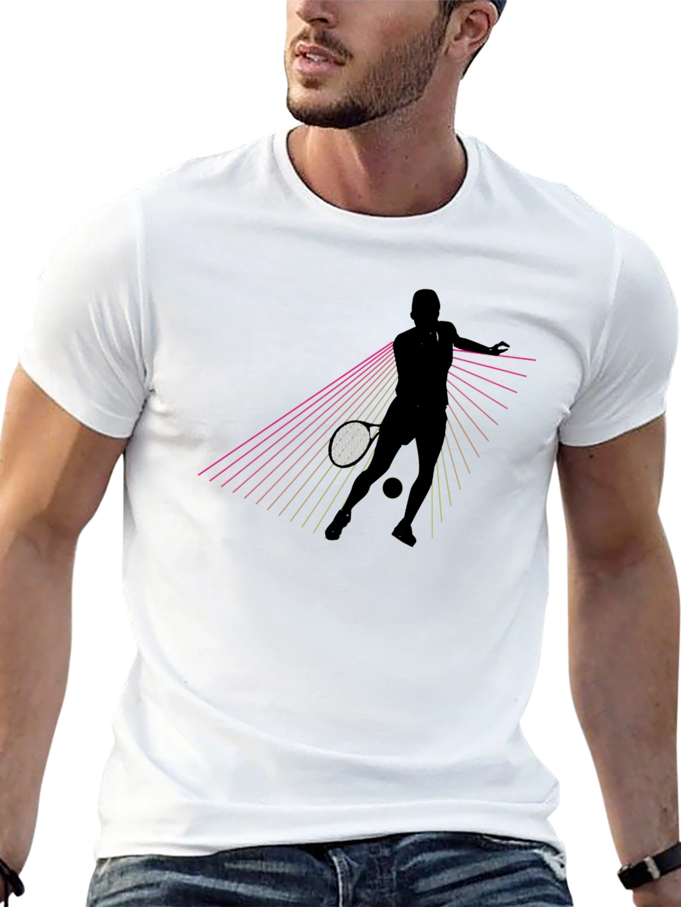 Black Tennis Player Graphic Tee - Retro Style view 13