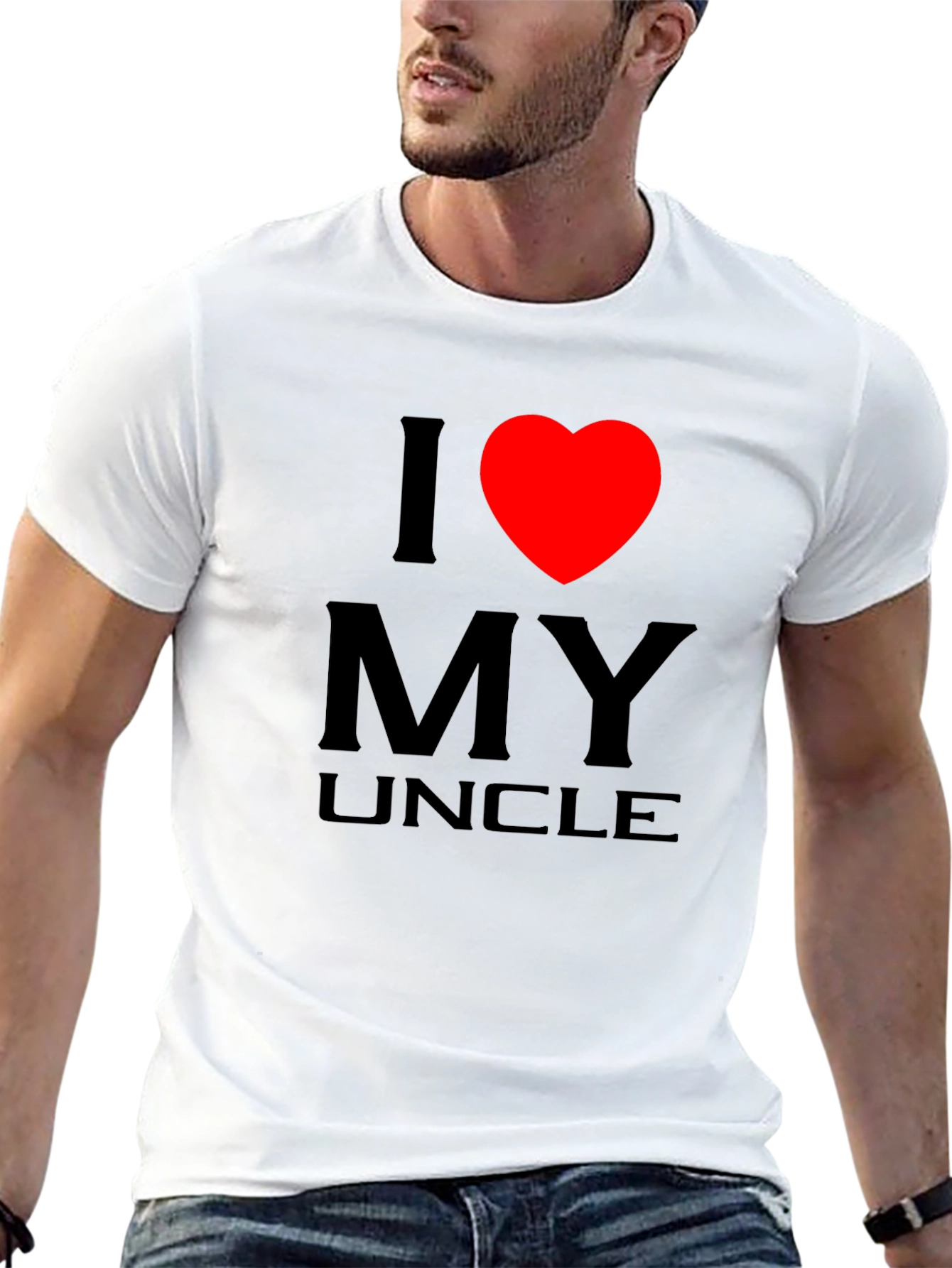 Black I Love My Uncle T-Shirt - Black Cotton Tee view 13