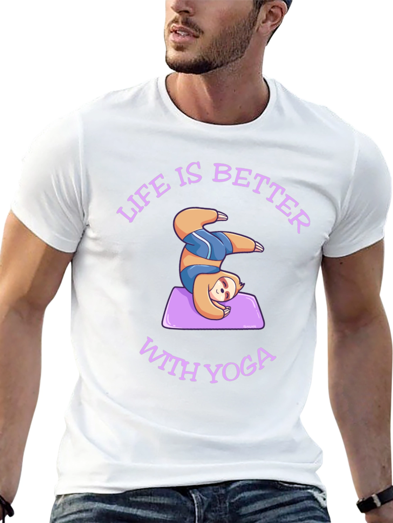 Black Sloth Yoga T-Shirt: Life is Better With Yoga view 13