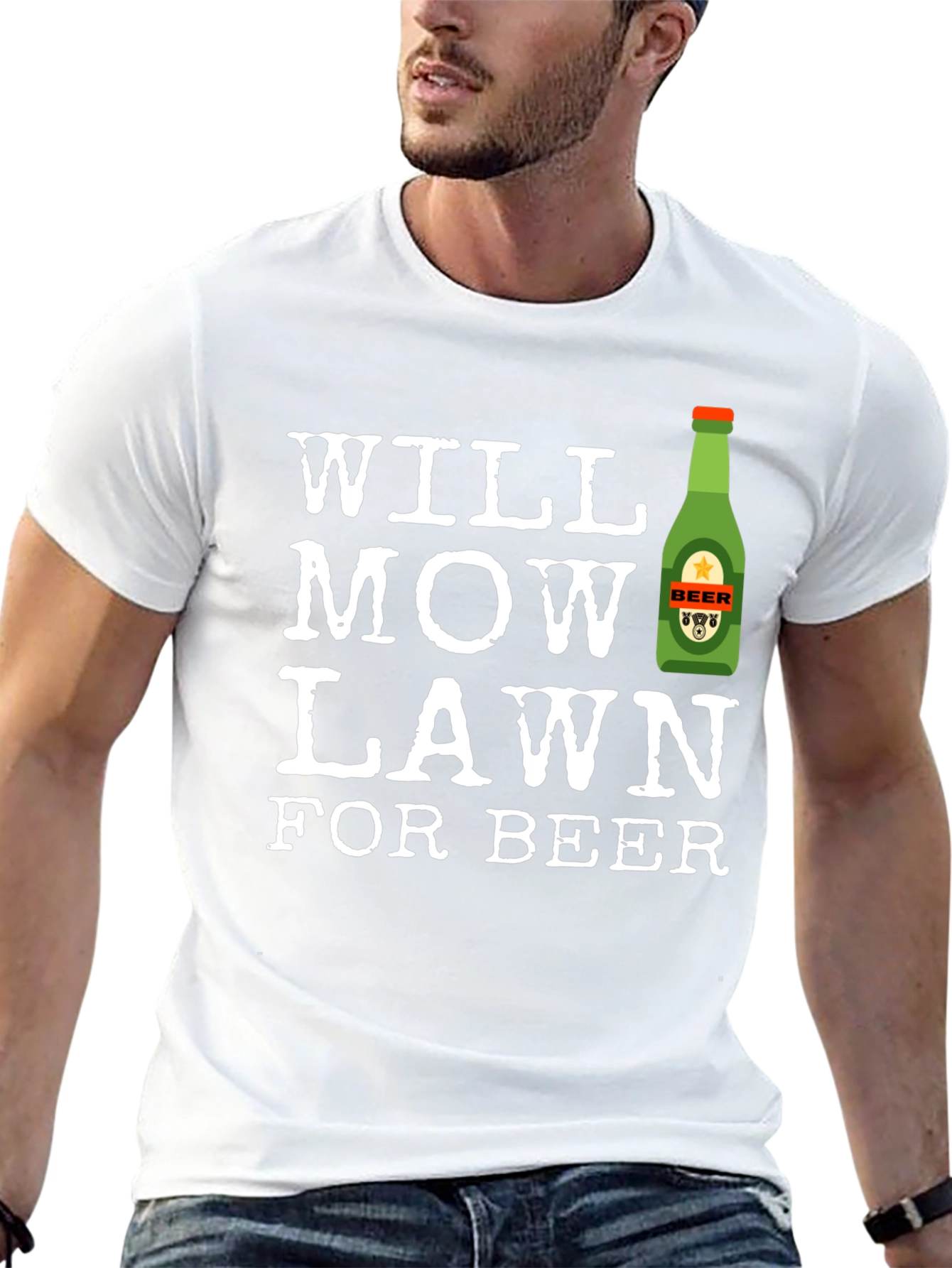 Black Will Mow Lawn for Beer T-Shirt view 13