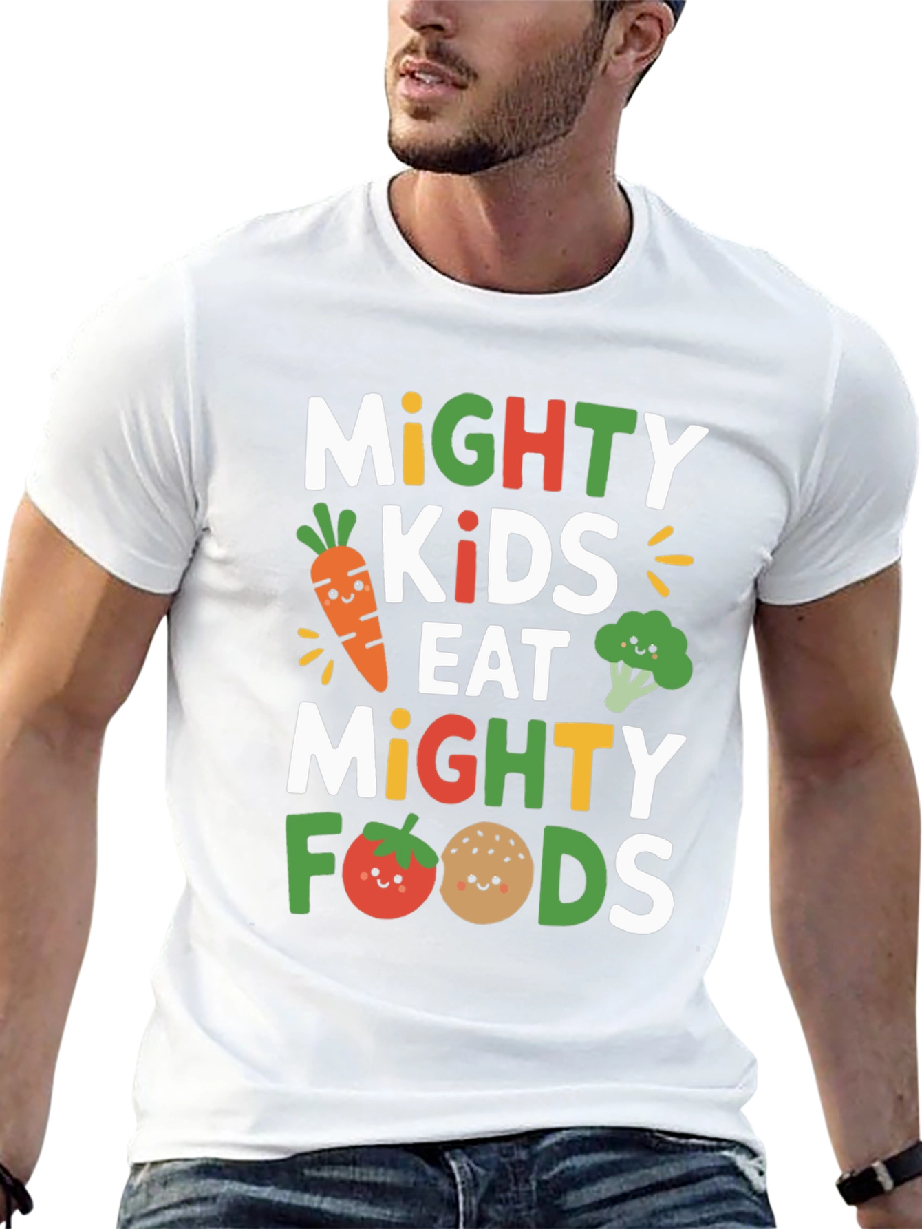 Black Mighty Kids Eat Mighty Foods T-Shirt view 13