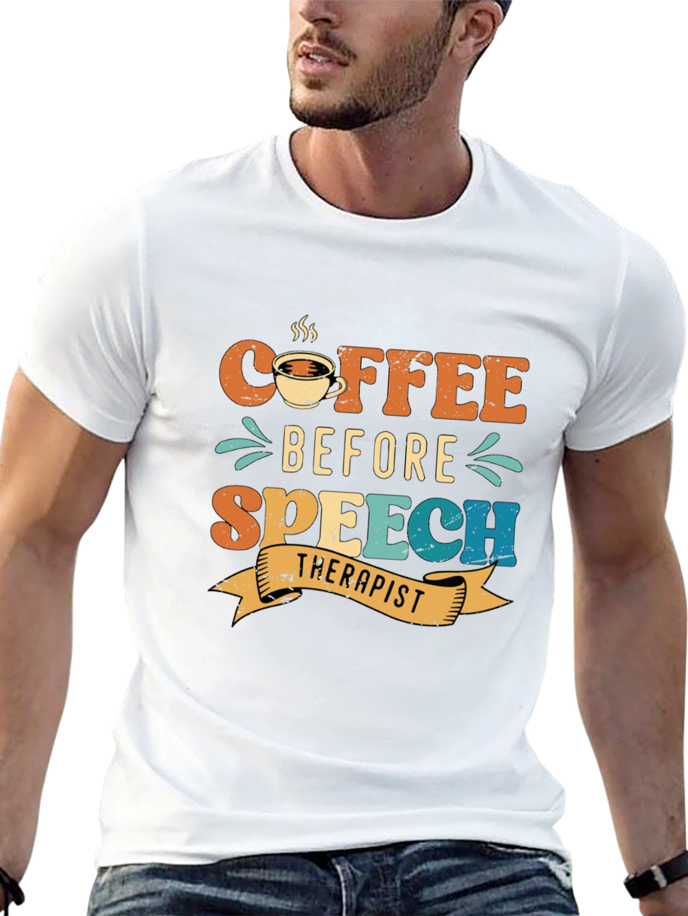 Black Coffee Before Speech Therapist T-Shirt view 13