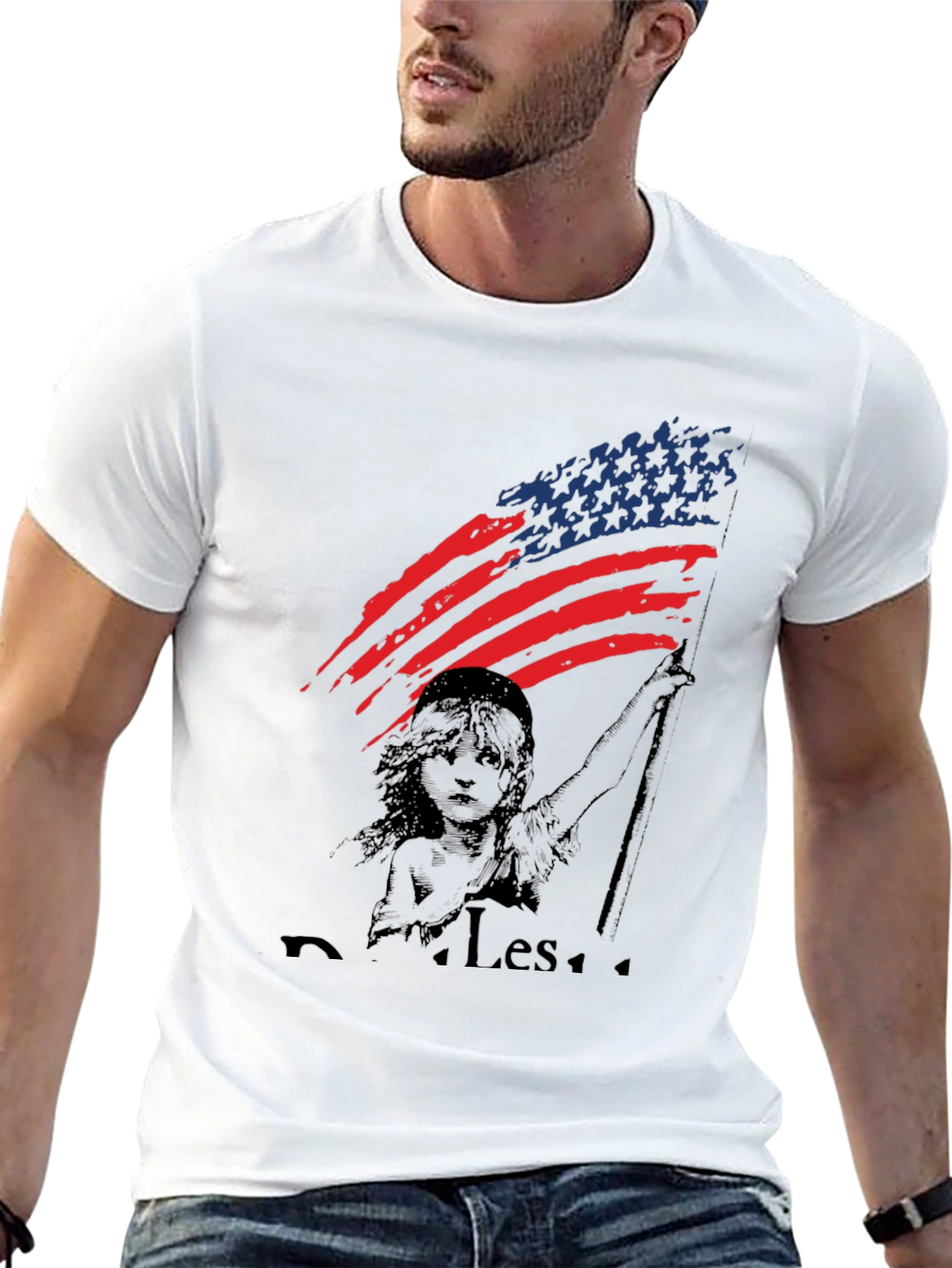 Black Liberty American Flag Graphic T-Shirt view 13