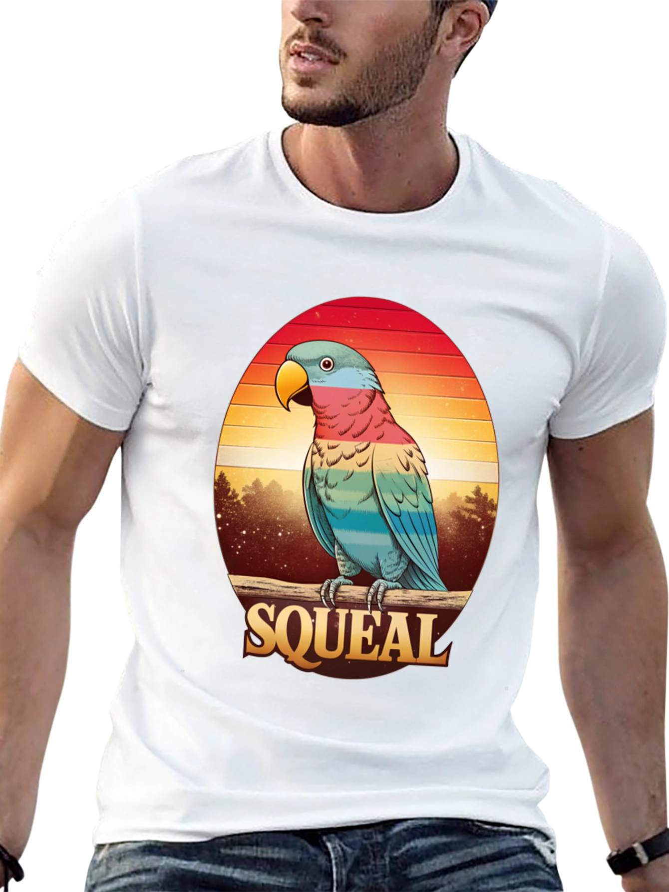 Retro Parrot Graphic Tee - Squeal Design - 13