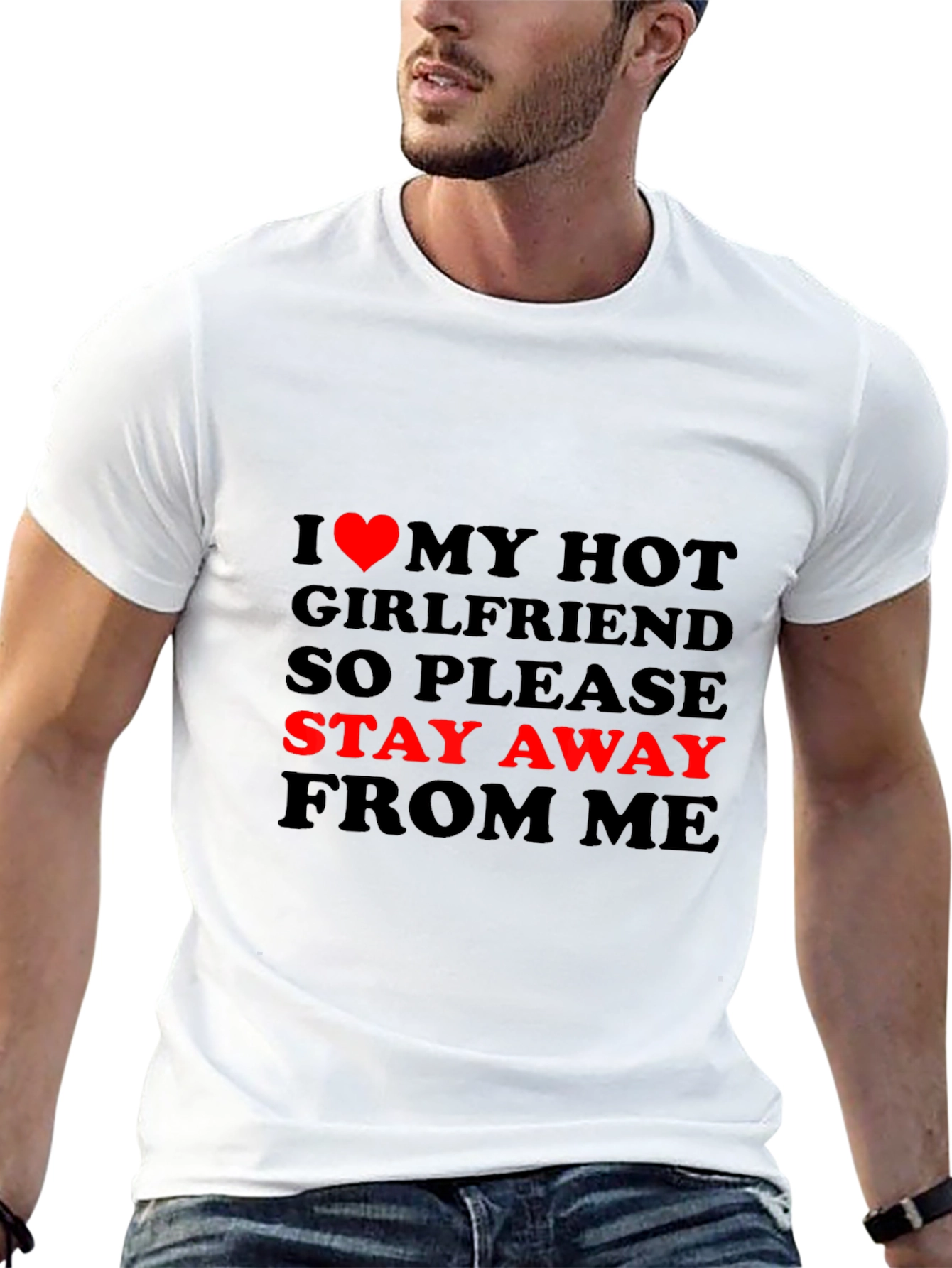 Black I Love My Hot Girlfriend Funny Graphic T-Shirt view 13