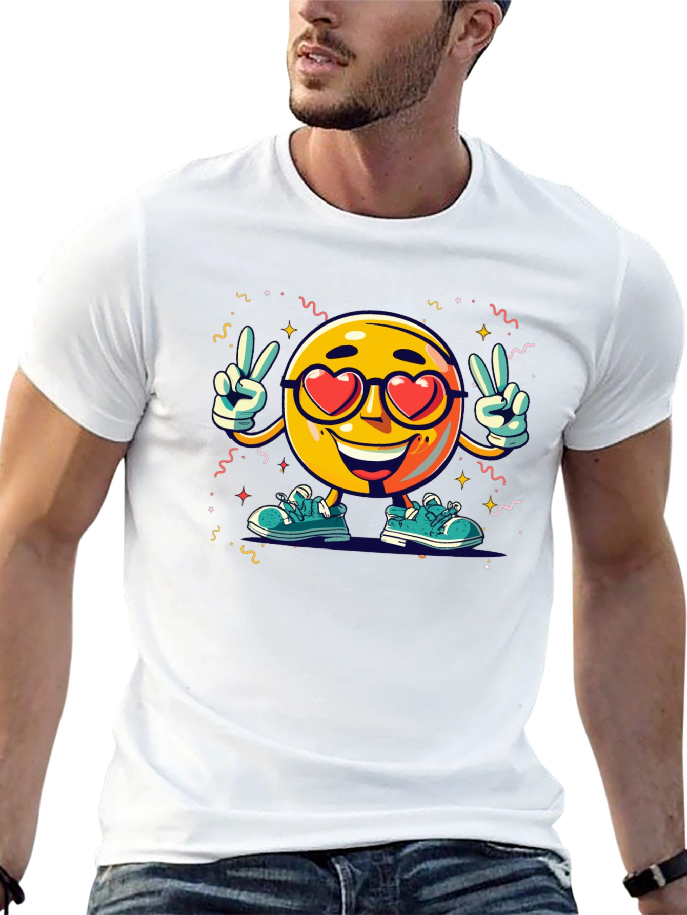 Black Emoji Love T-Shirt: Fun & Unique Design view 13