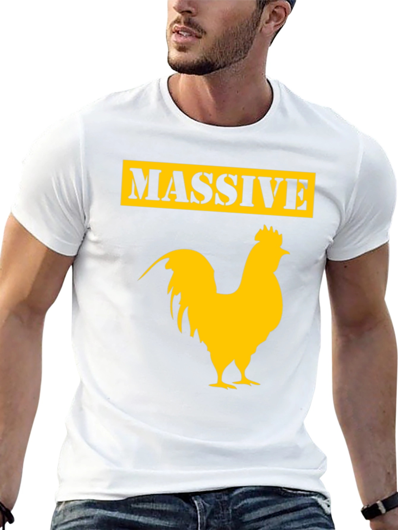 Black Massive Rooster Graphic Tee - Funny Chicken T-Shirt view 13