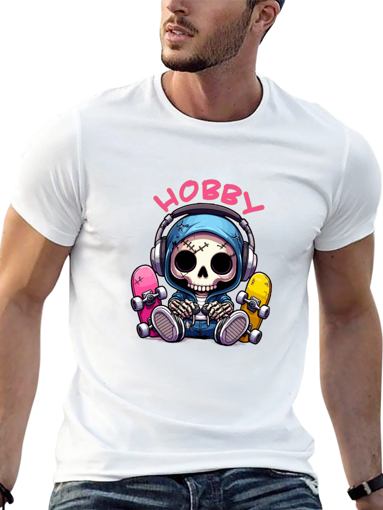 Black Hobby Skeleton Graphic Tee - Skater Style view 13