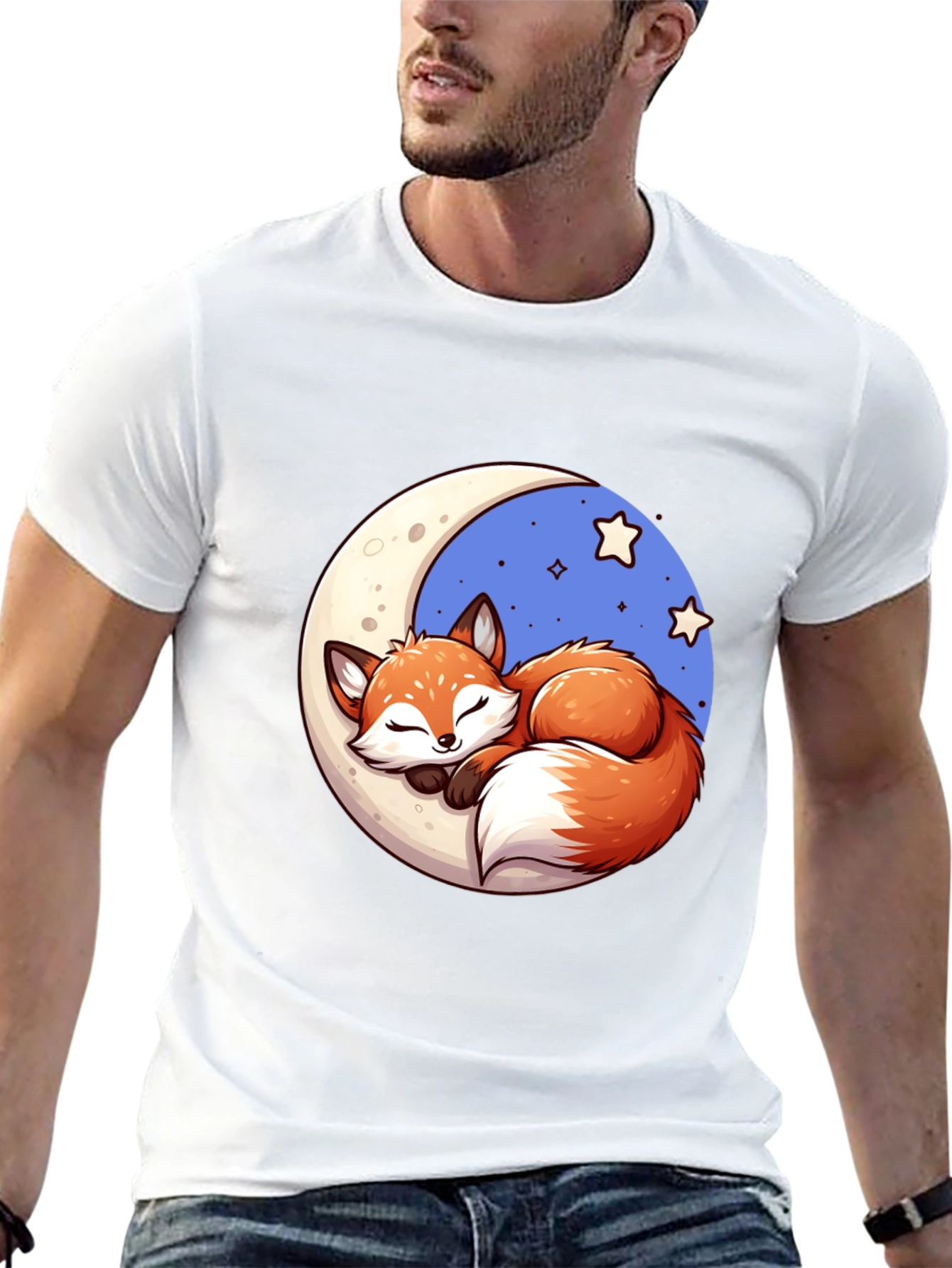 Black Dreamy Fox Graphic Tee - Cute Cartoon Design view 13