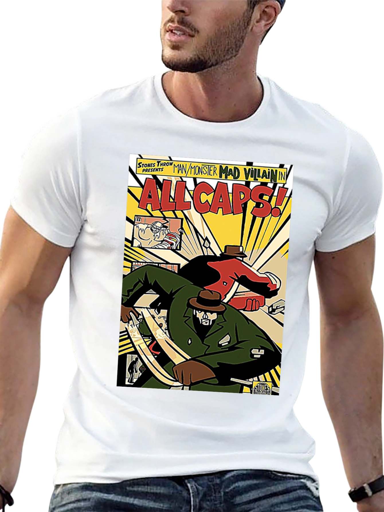 Black All Caps Comic Book T-Shirt view 13