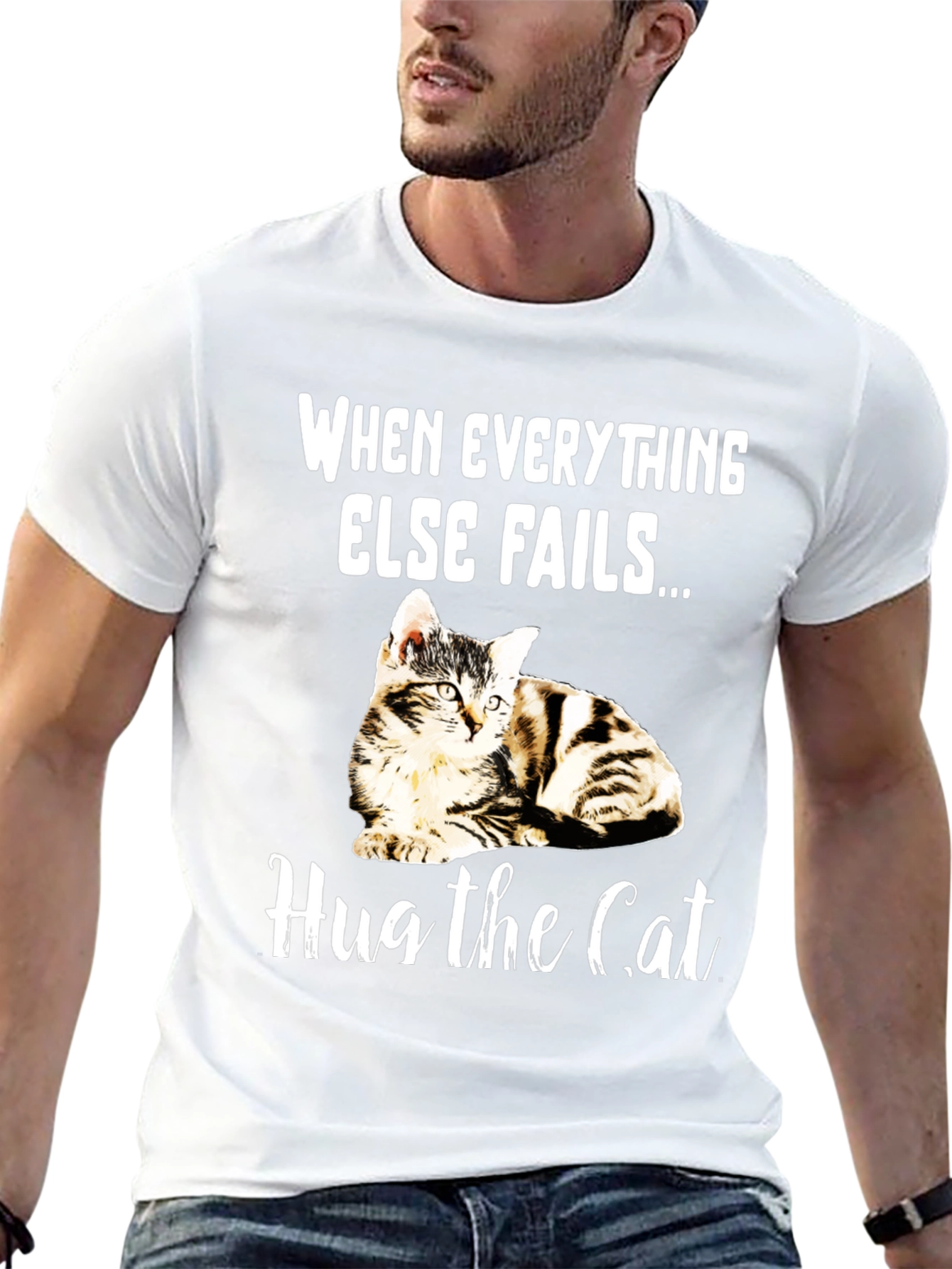 Black Hug the Cat T-Shirt - Novelty Graphic Tee view 13