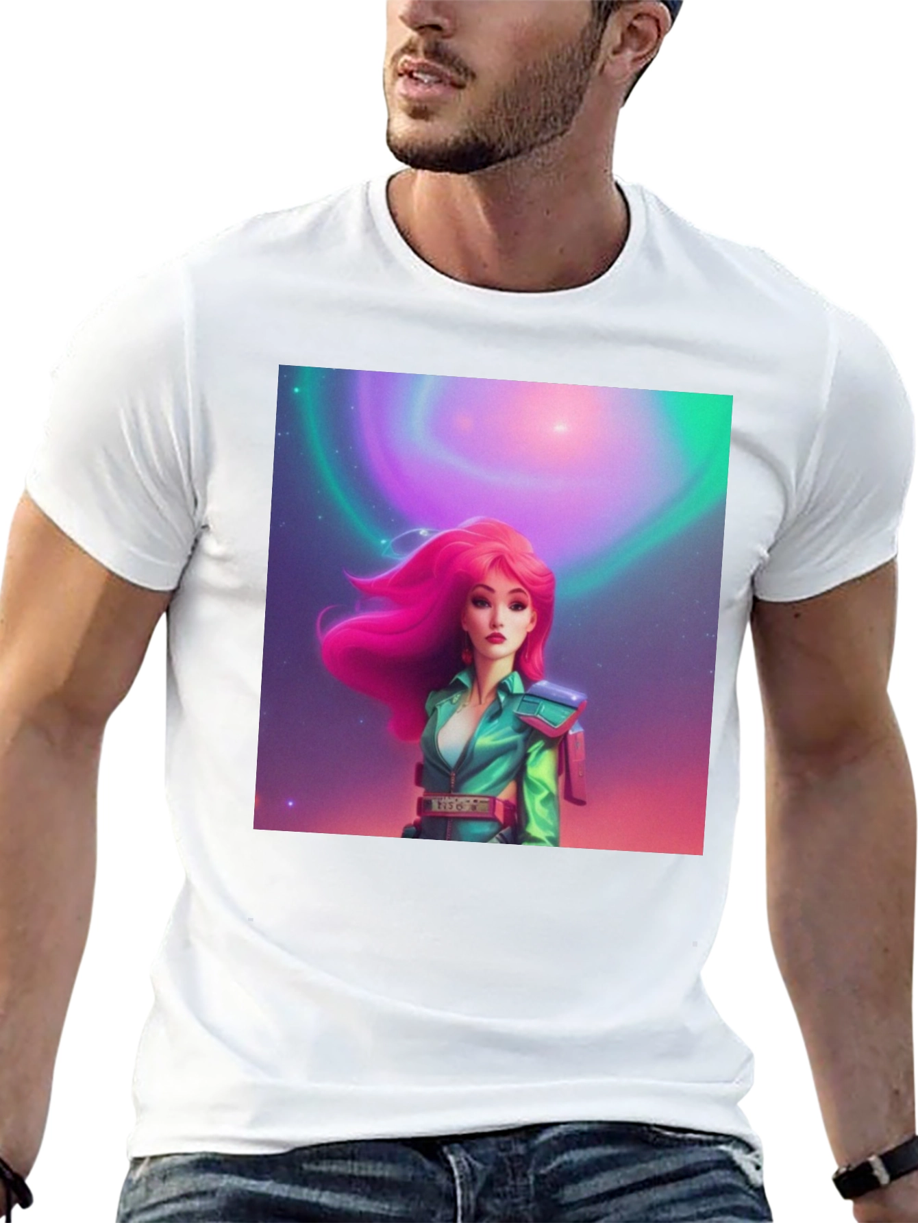 Black Retro Sci-Fi Girl Graphic Tee view 13