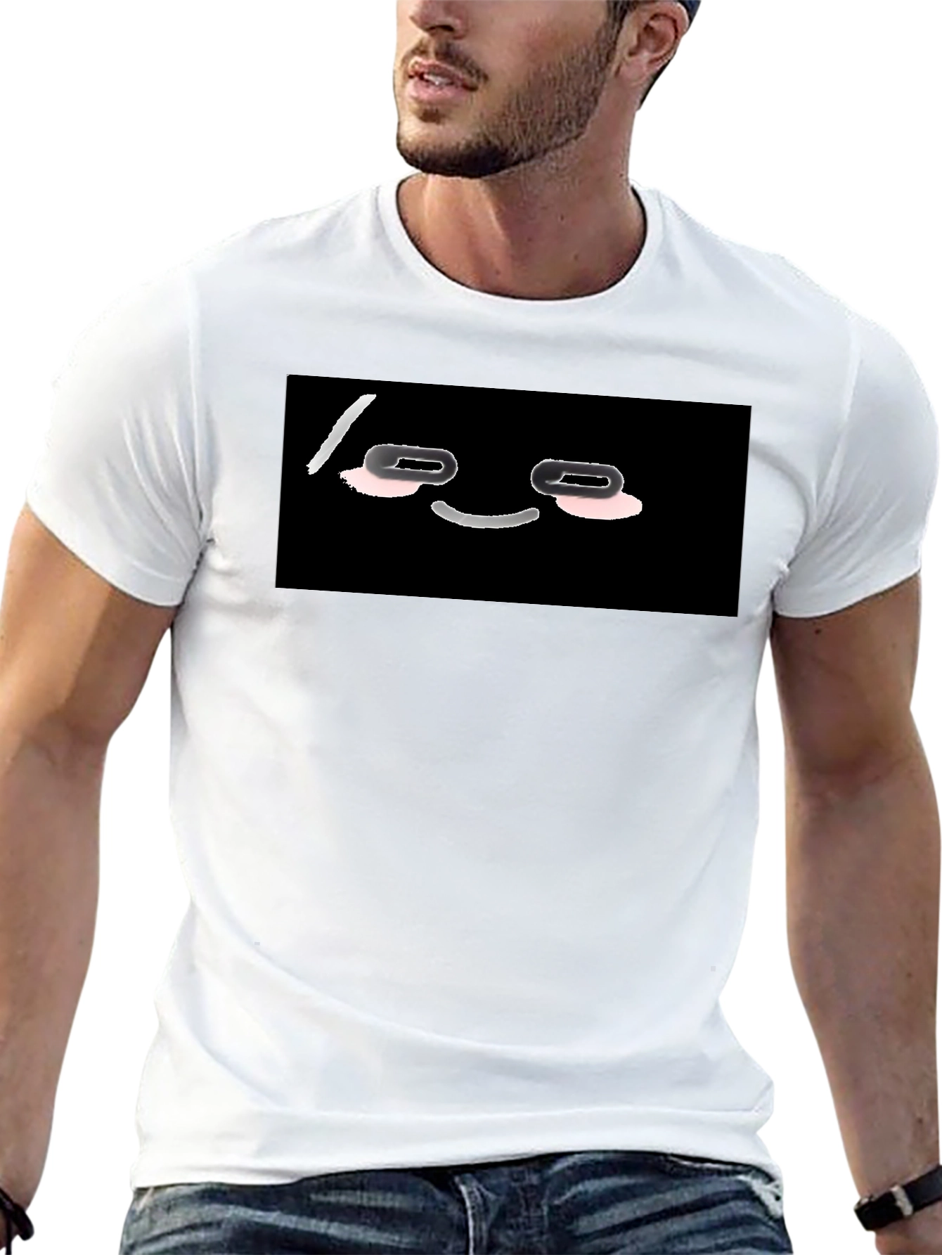 Black Funny Black T-Shirt with Cartoon Face view 13