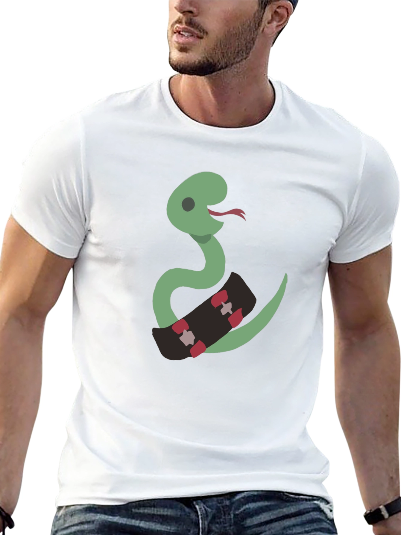Black Snake on Skateboard Graphic Tee view 13