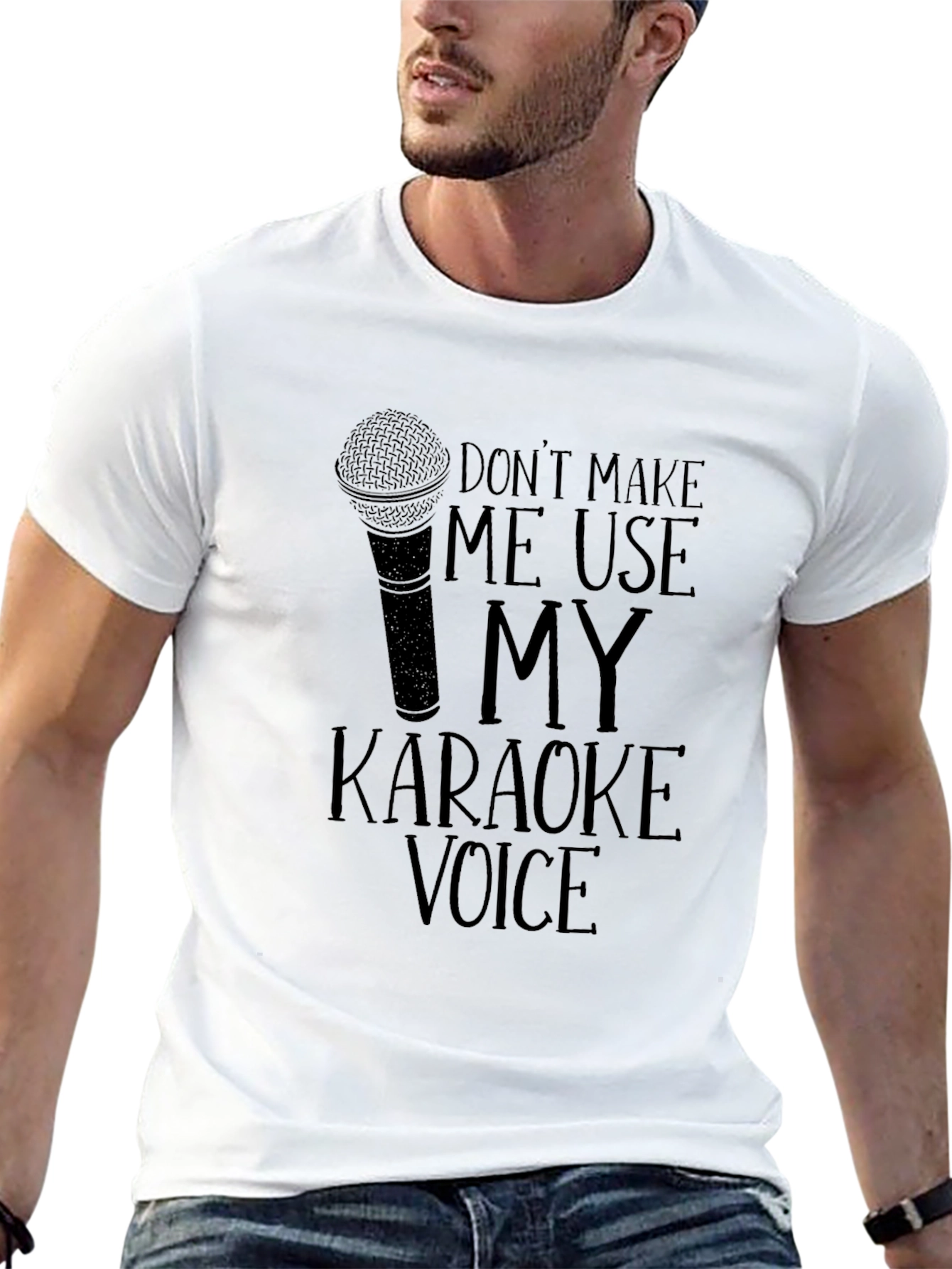 Black Karaoke Voice Graphic Tee - Black Cotton T-Shirt view 13