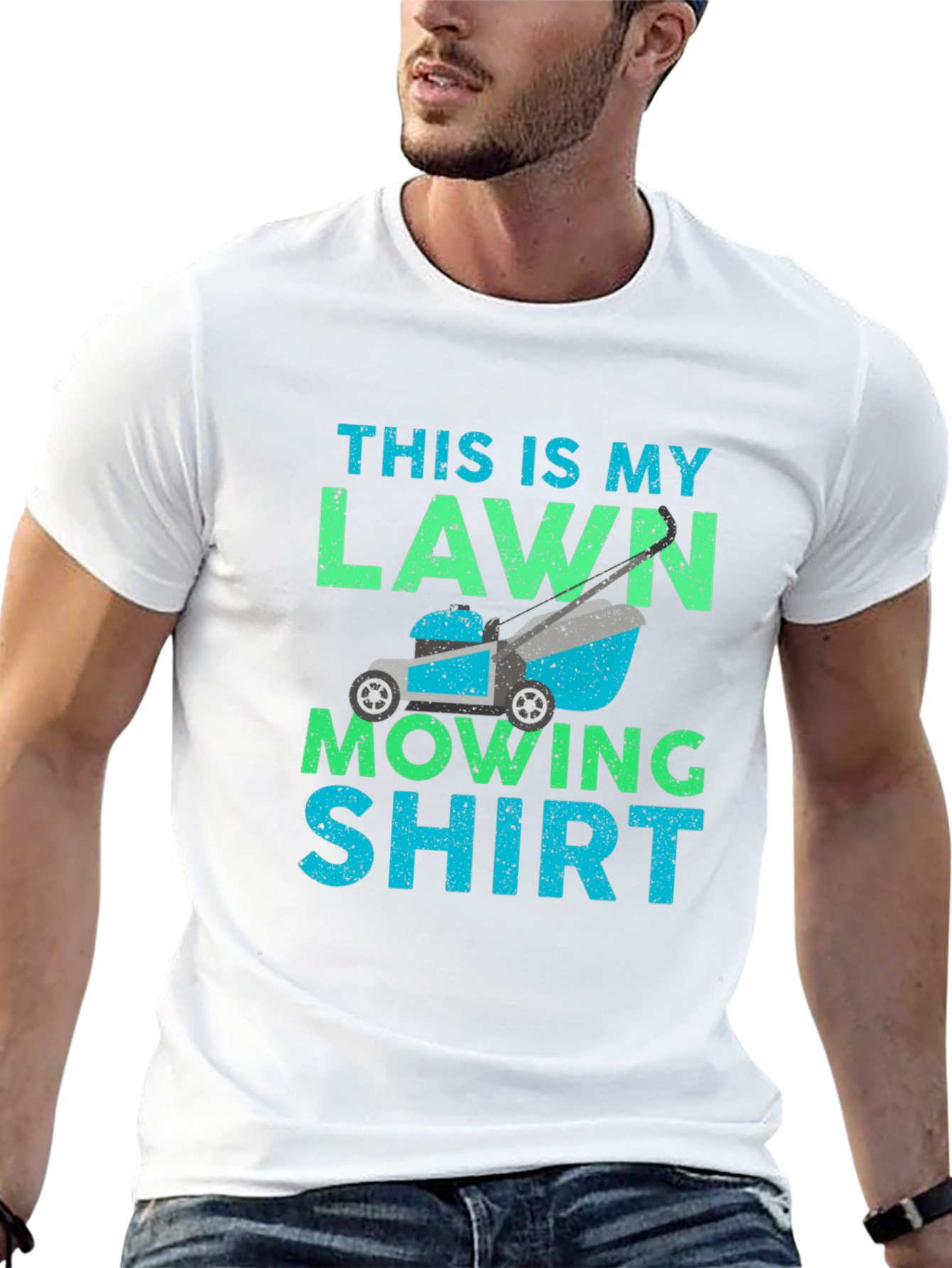 Black Funny Lawn Mowing T-Shirt view 13