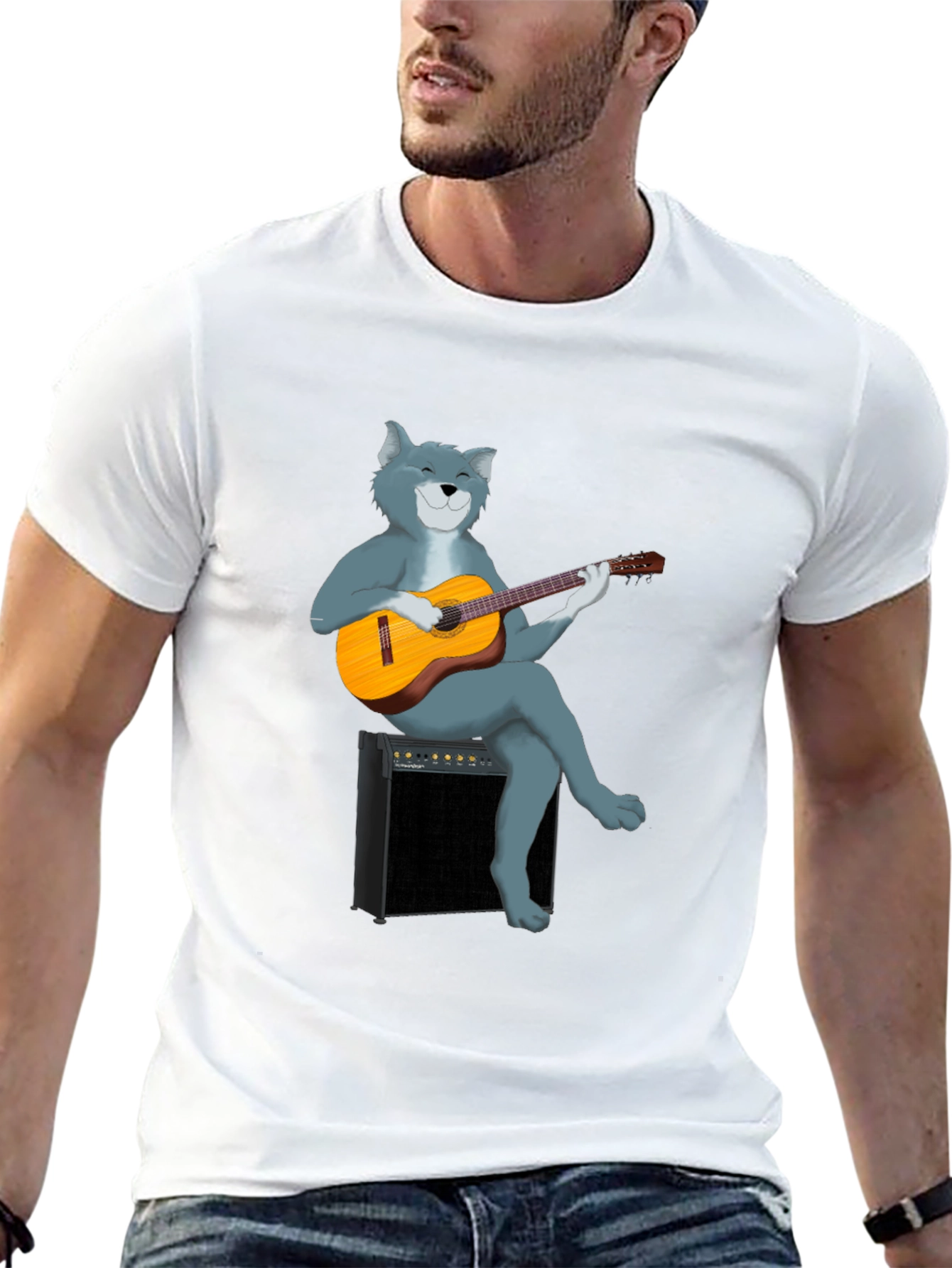 Black Cat Guitarist T-Shirt - Cool Graphic Tee view 13