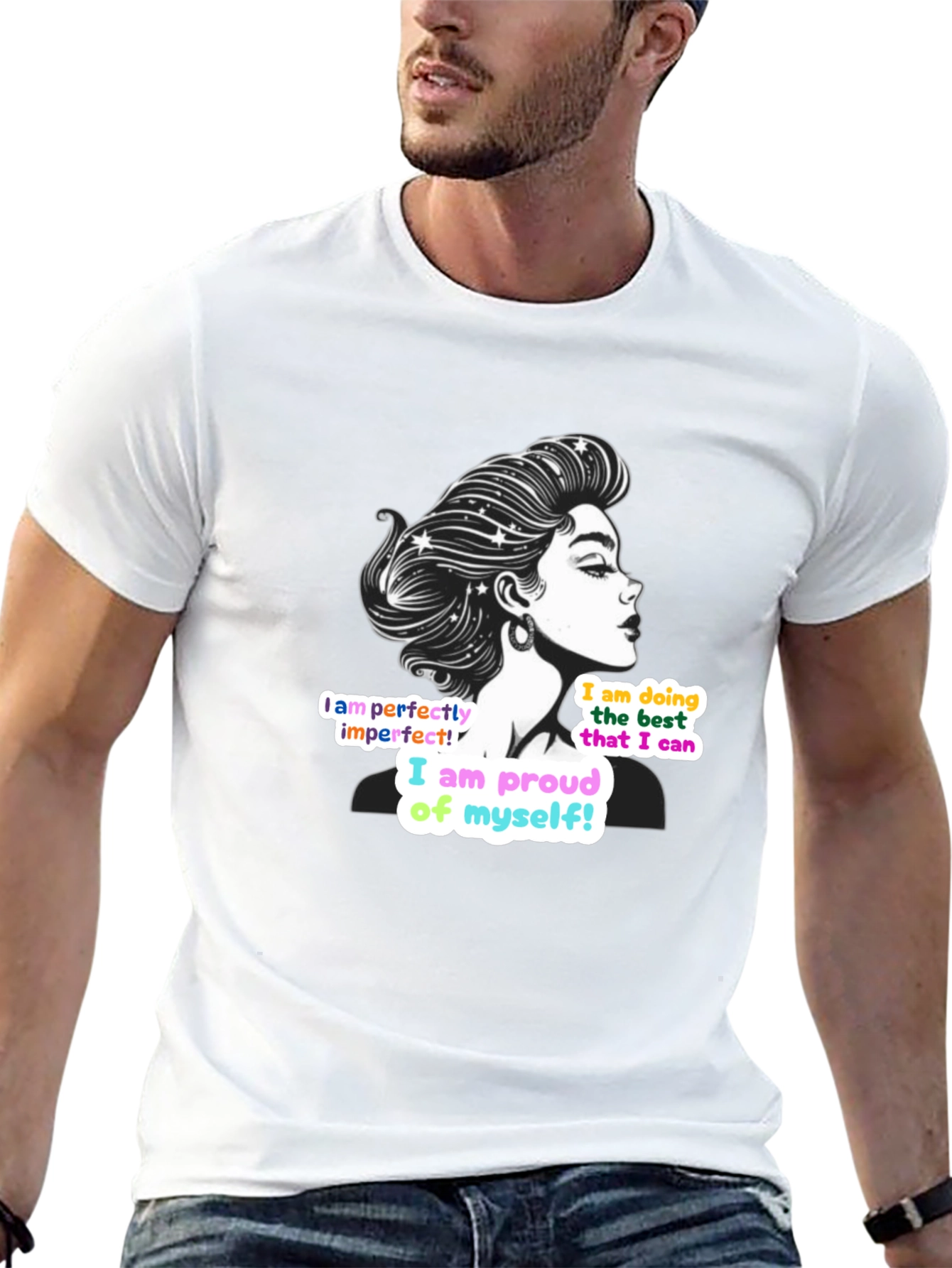 Black Empowering Woman T-Shirt: Perfectly Imperfect Design view 13