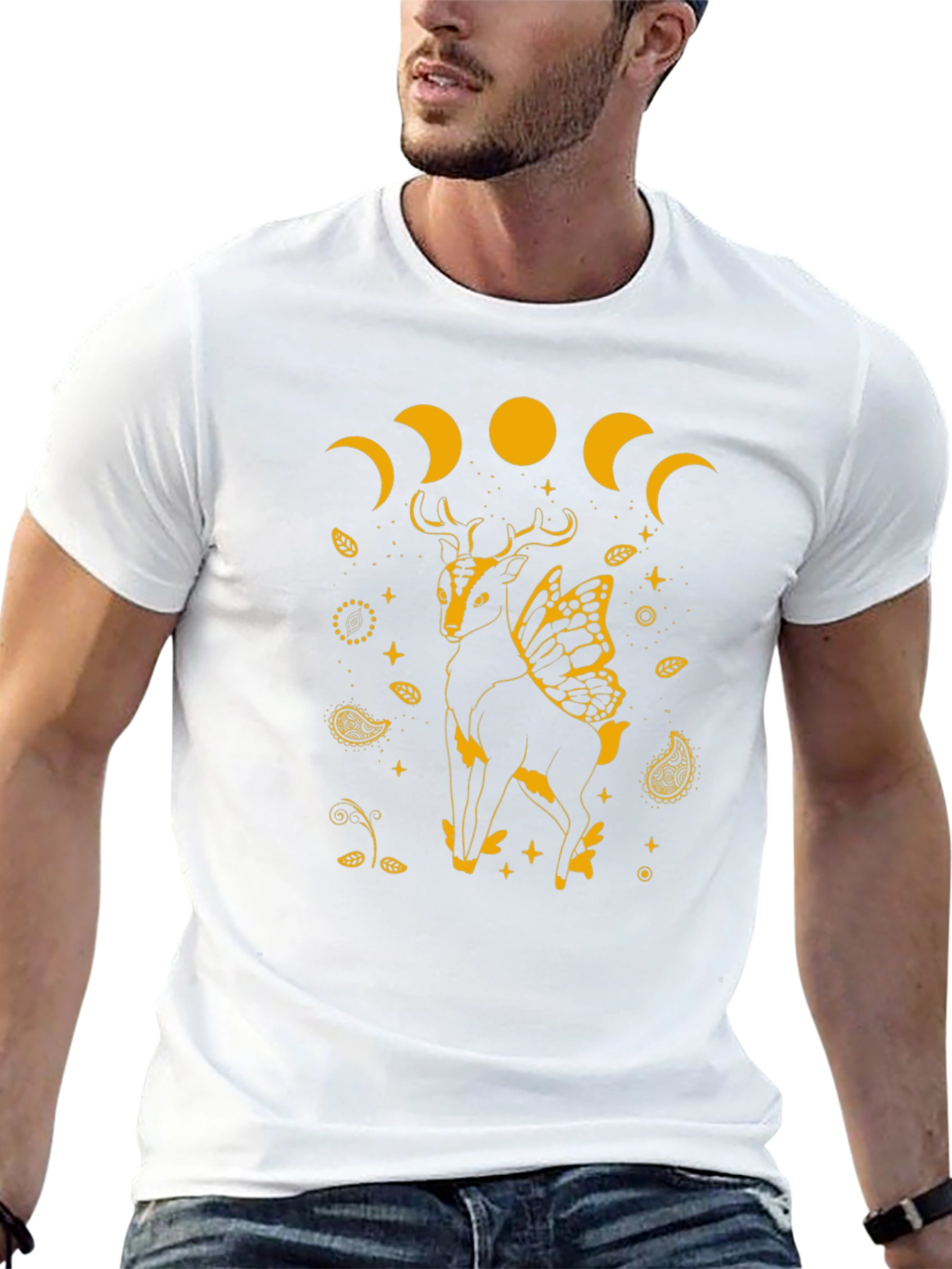 Black Deer Moon Phase Graphic Tee view 13
