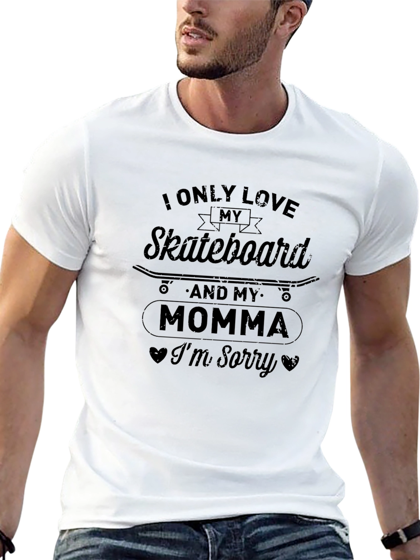 Black Skateboard & Momma Graphic Tee - Black view 13