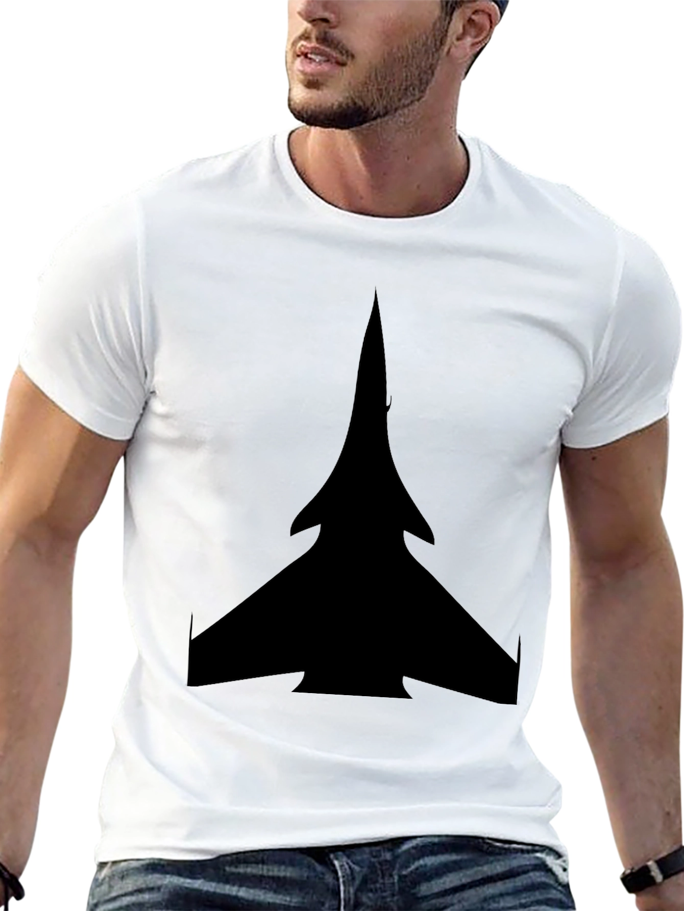 Black Stealth Jet Graphic Tee - Black Cotton T-Shirt view 13
