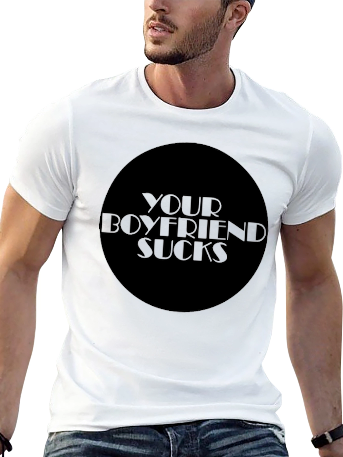 Black Your Boyfriend Sucks Graphic Tee - Edgy Statement Shirt view 13