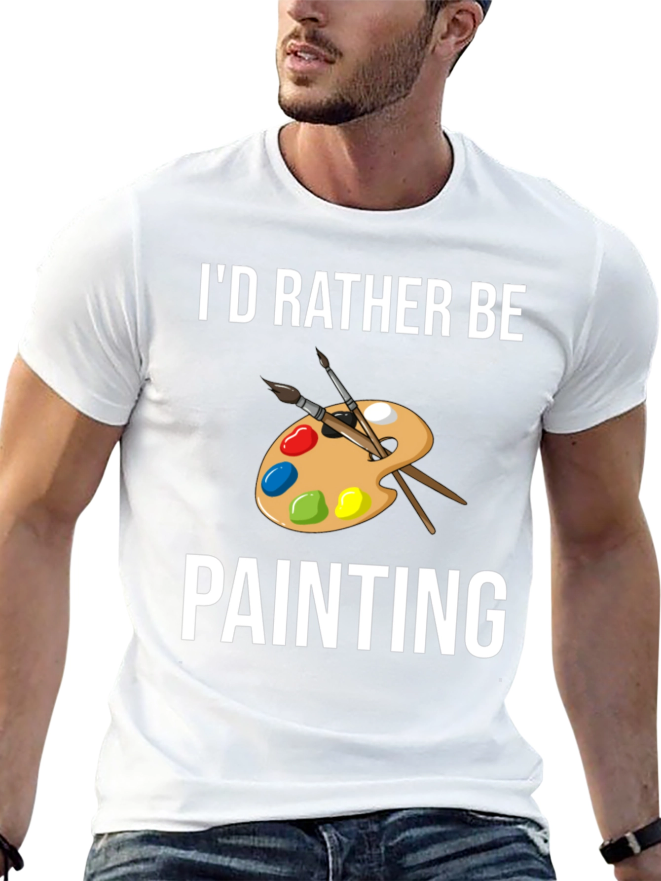 Black I'd Rather Be Painting T-Shirt - Artist Palette Design view 13