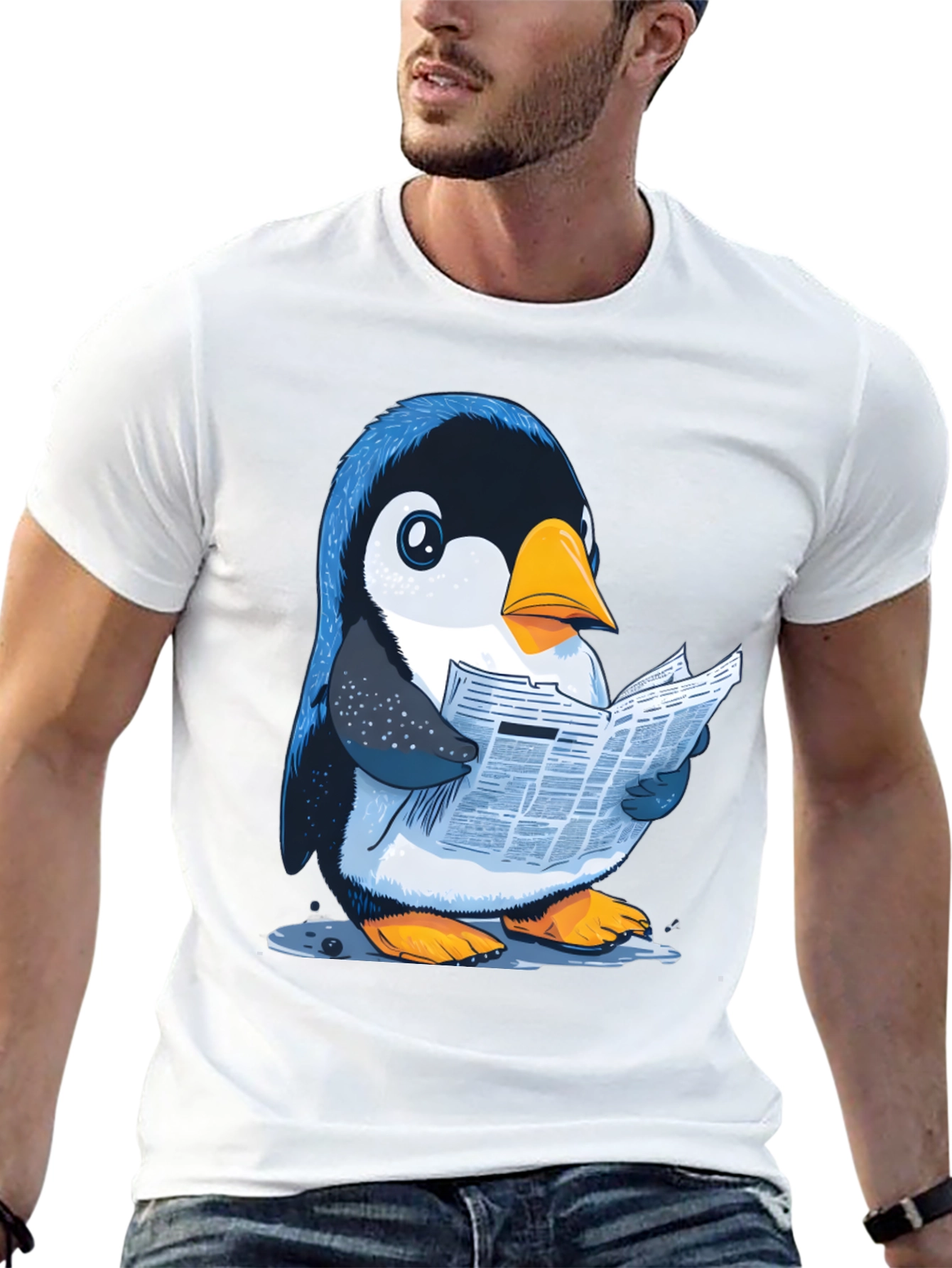 Black Penguin Reading News T-Shirt view 13