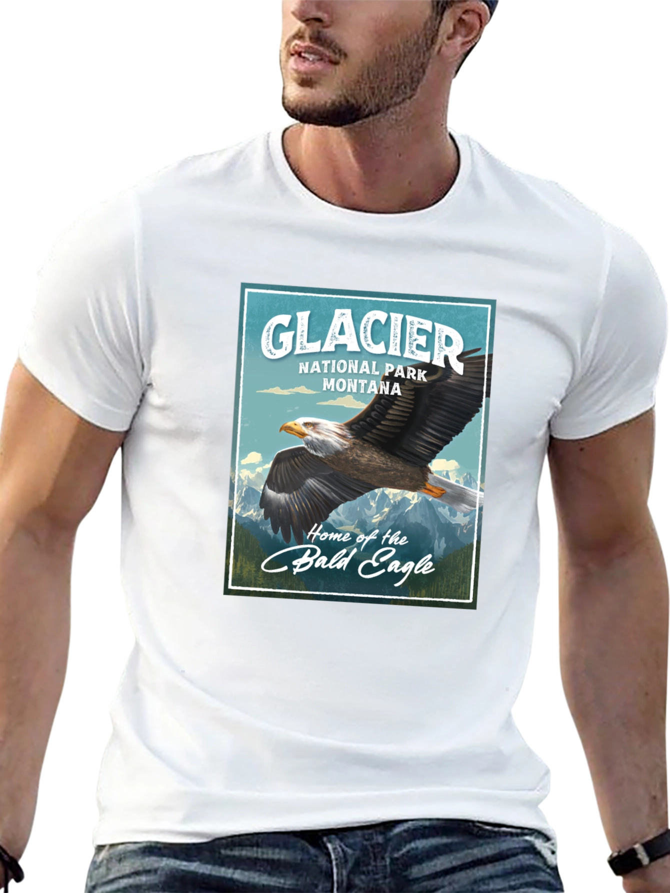 Black Glacier National Park Eagle Graphic T-Shirt view 13