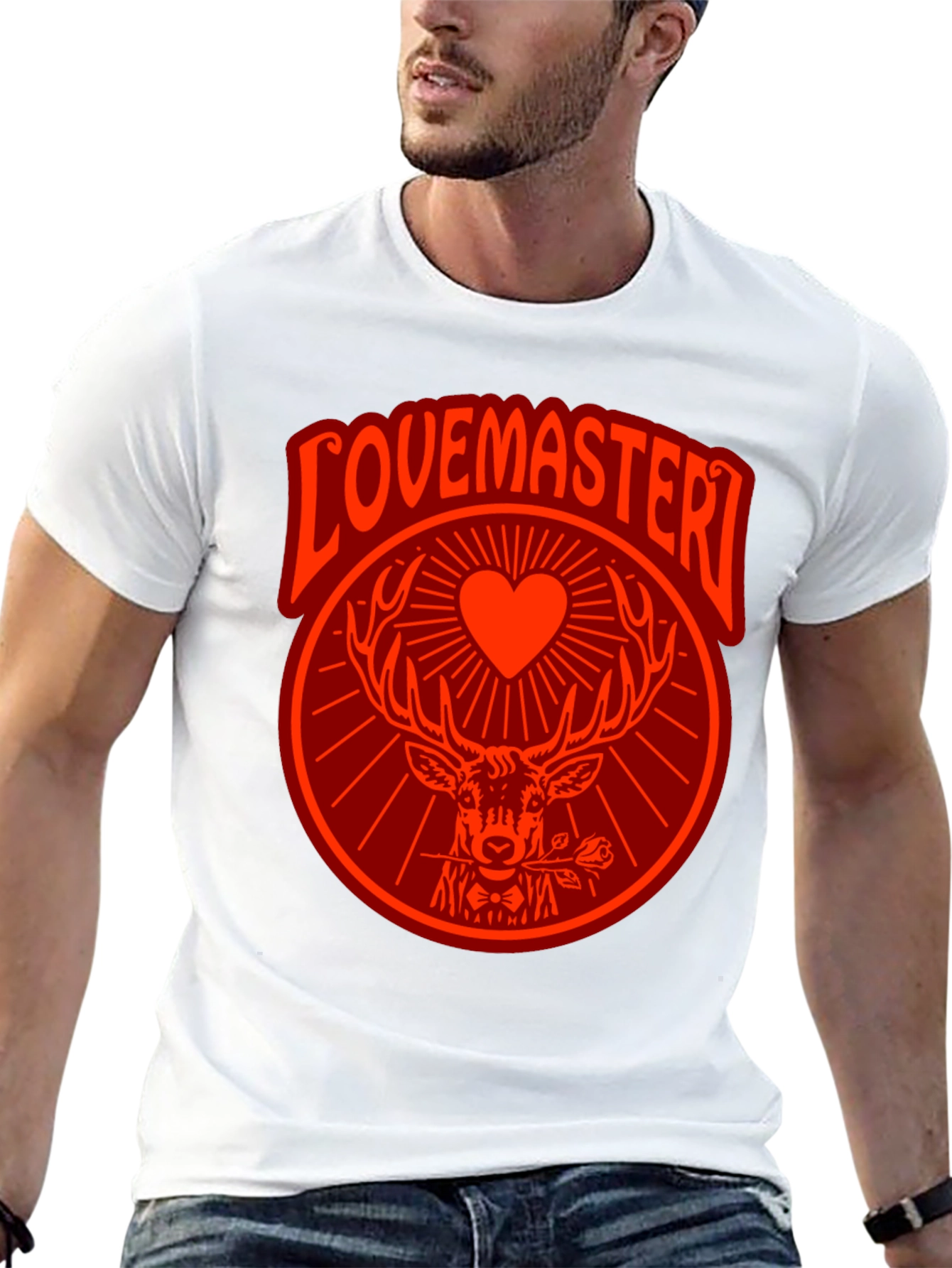 Black Lovemaster Graphic Tee - Deer Heart Rose Design view 13