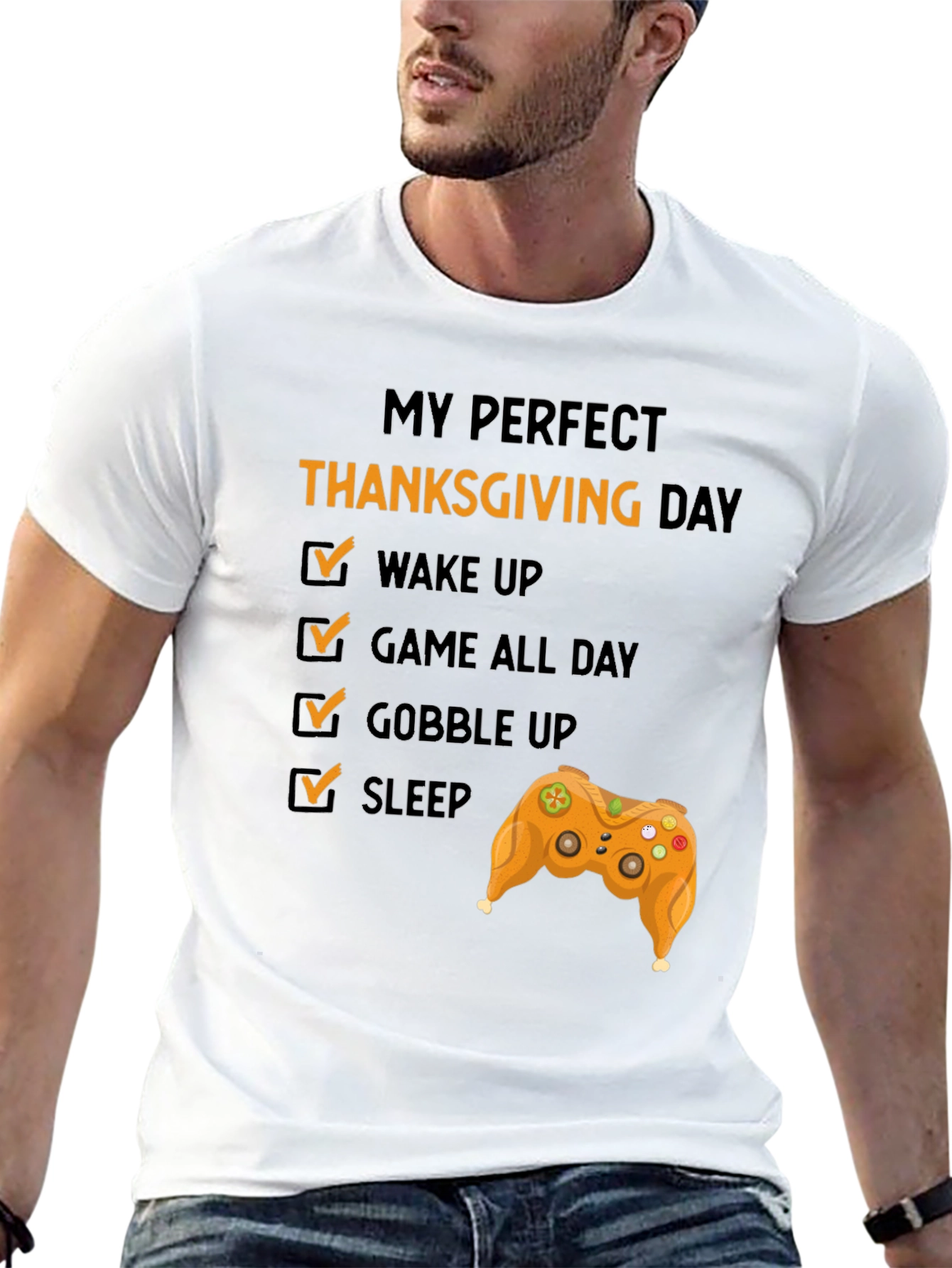 Black Perfect Thanksgiving Day Gamer T-Shirt view 13