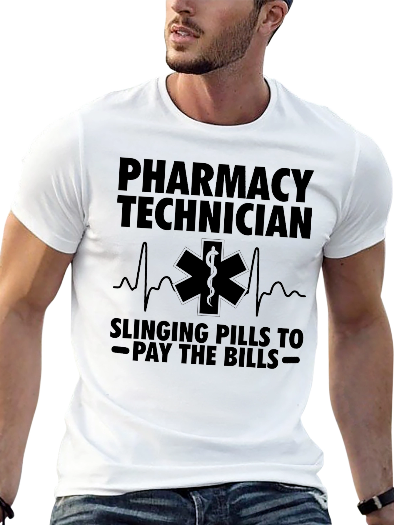 Black Pharmacy Tech T-Shirt, Slinging Pills to Pay Bills view 13