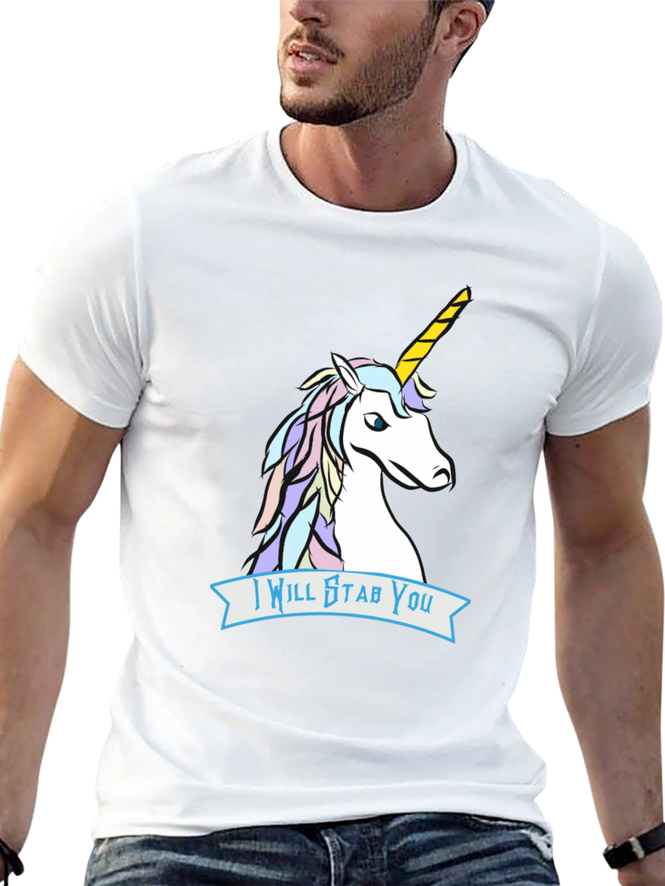 Black Unicorn Stab T-Shirt - Funny Graphic Tee view 13