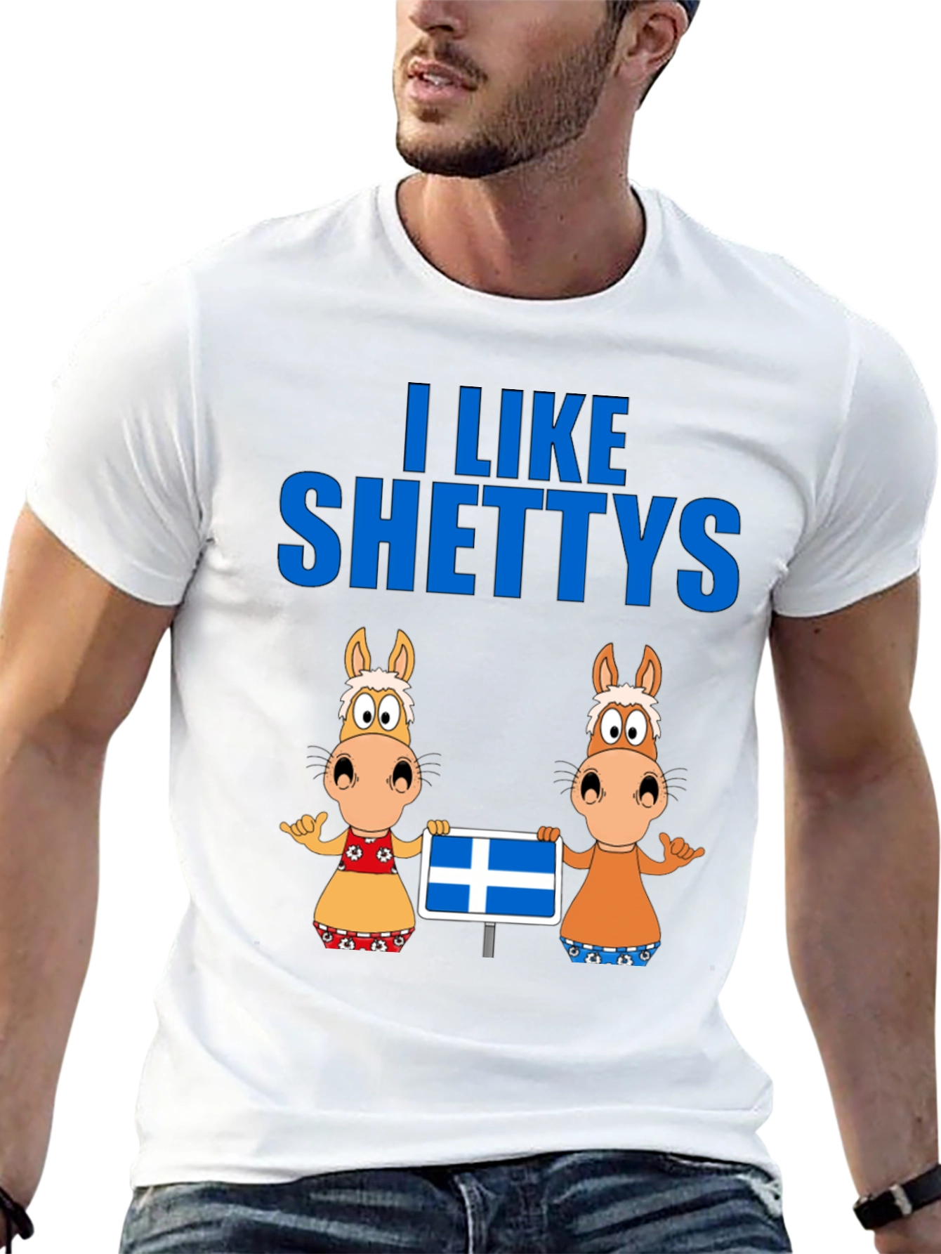 Black I Like Shettys T-Shirt: Cute Horse Cartoon Tee view 13