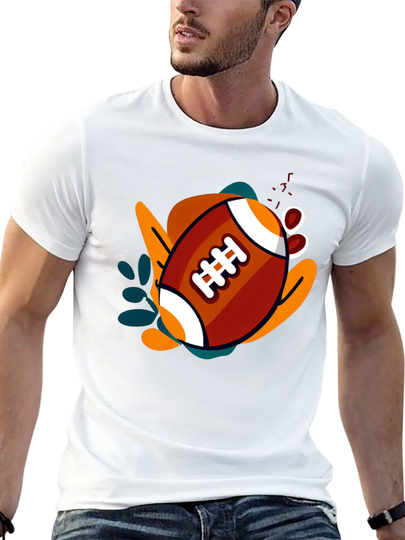 Black Graphic Football T-Shirt - Black Casual Tee view 13