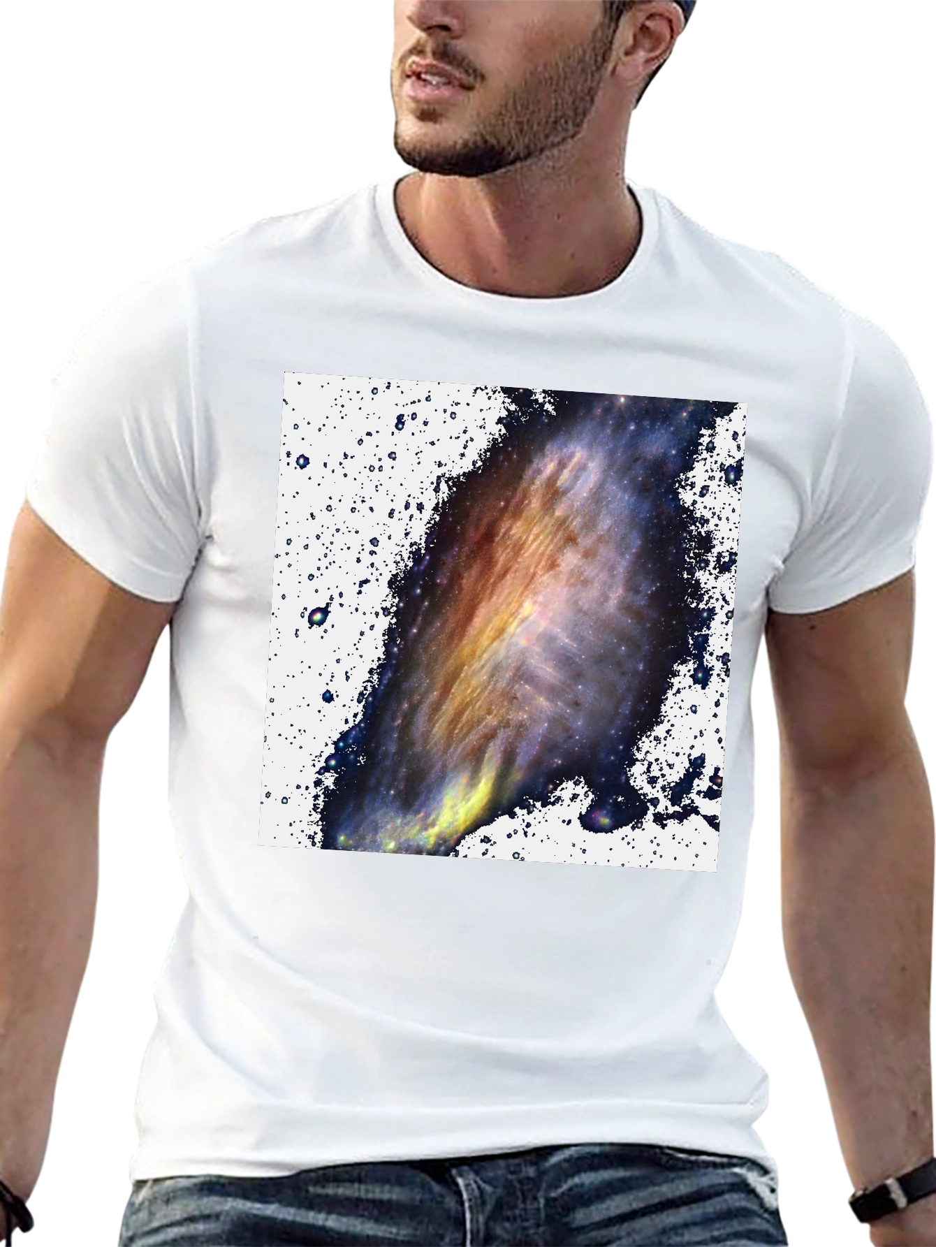 Black Galaxy Print Black T-Shirt - Celestial Style view 13