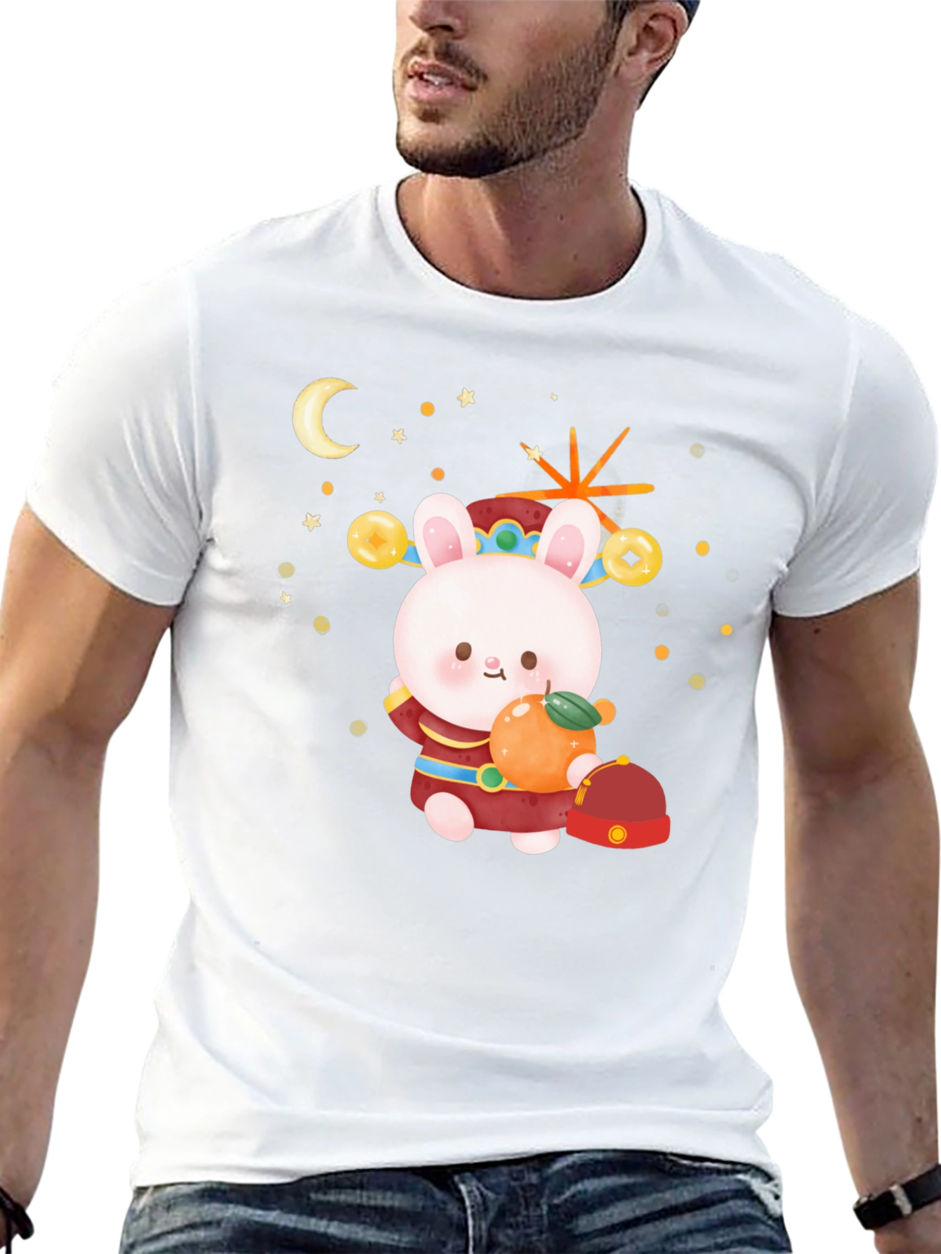 Black Lunar New Year Rabbit Graphic Tee view 13