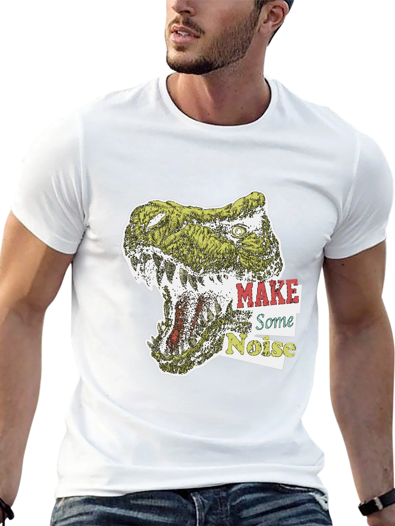 Black Dino Roar Graphic Tee - Make Some Noise T-Shirt view 13