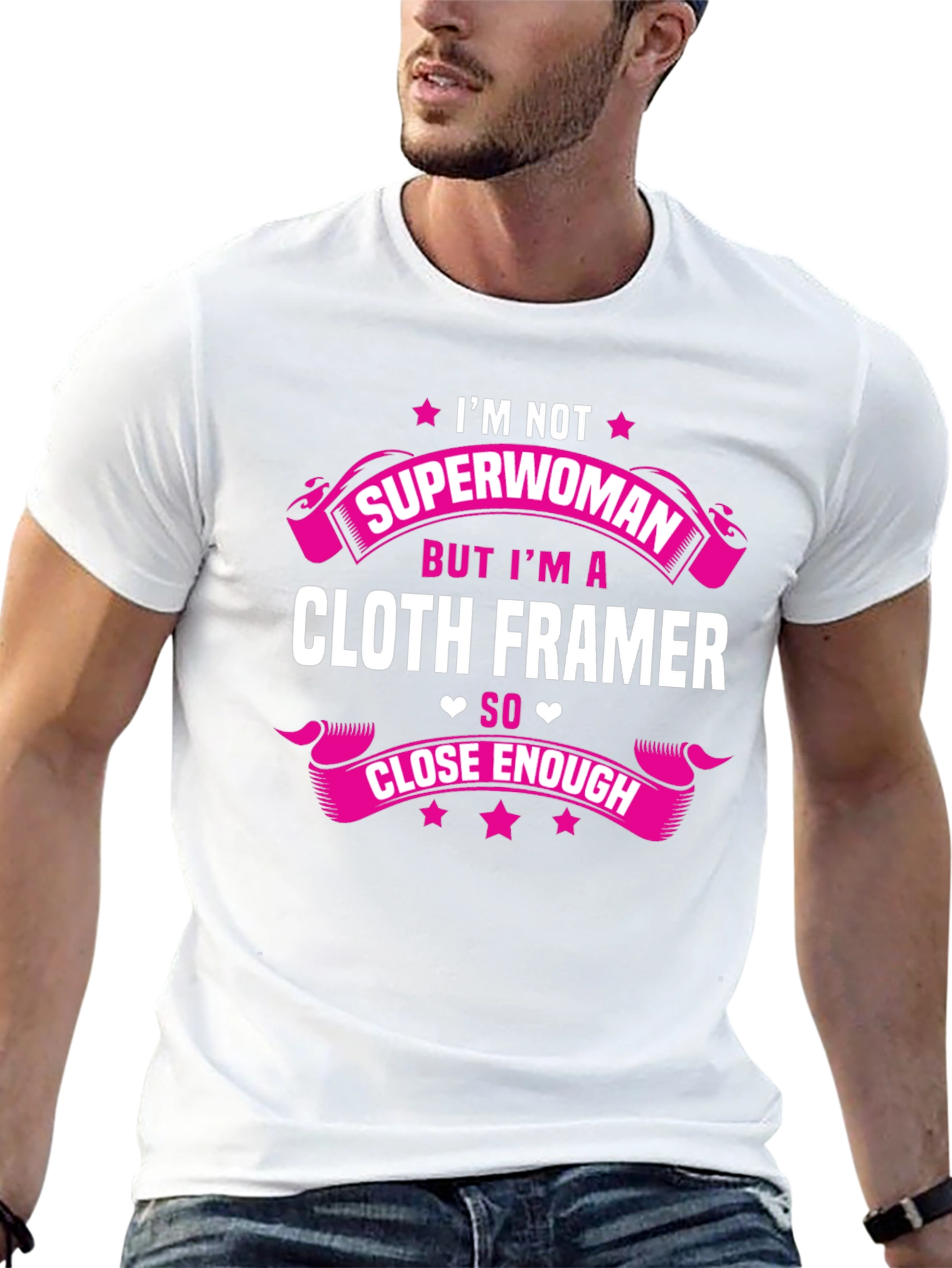 Black Cloth Framer T-Shirt - Superwoman Close Enough Funny Job Tee view 13
