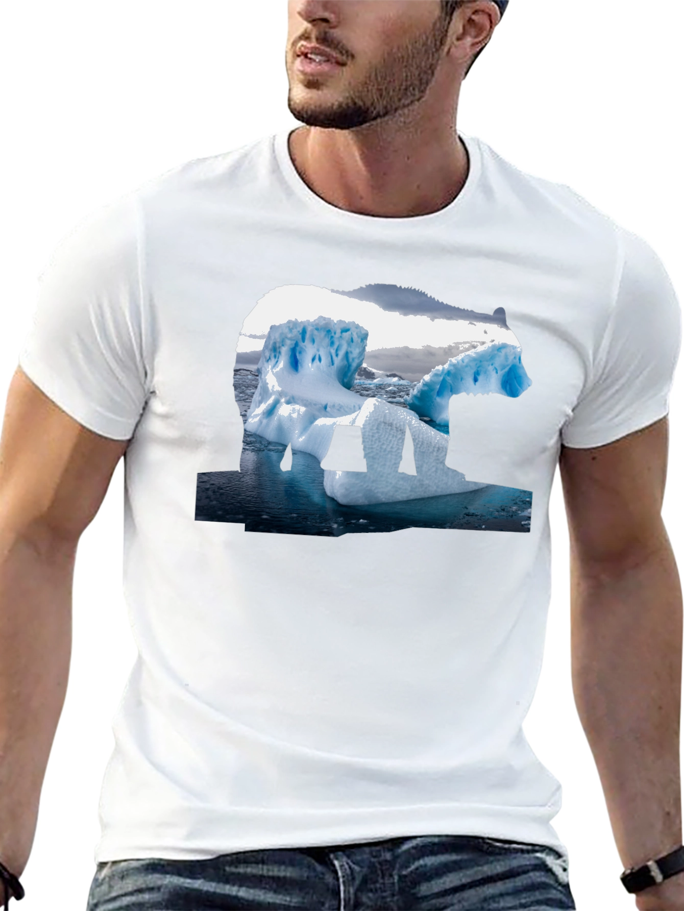 Black Polar Bear Iceberg Graphic Tee - Black Cotton T-Shirt view 13