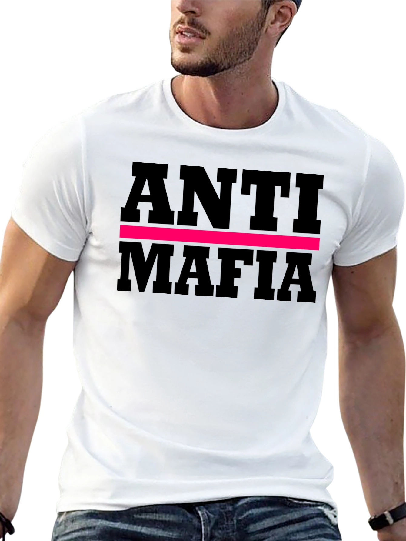 Black Anti Mafia Graphic Tee - Bold Statement Shirt view 13