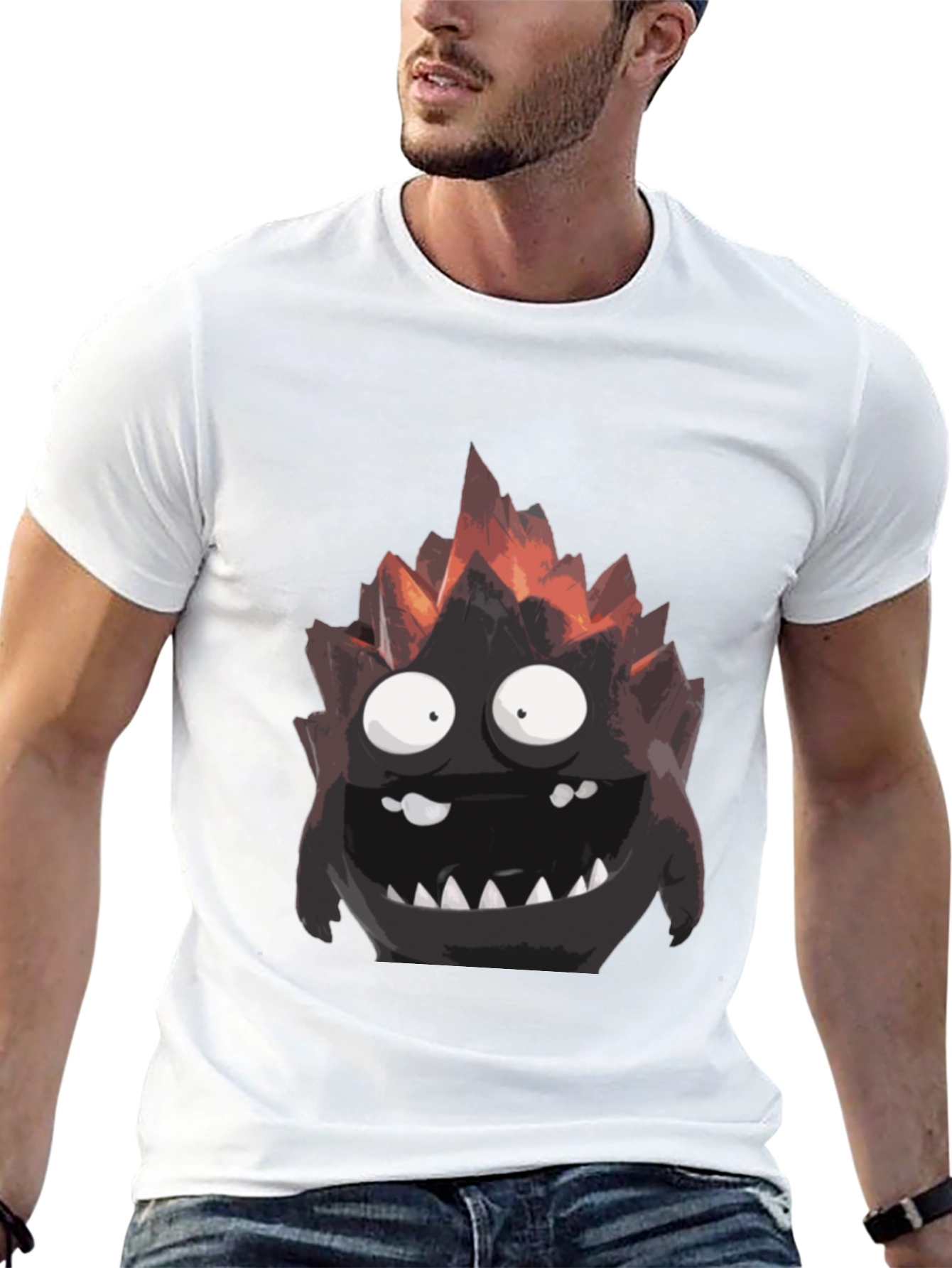 Black Monster Graphic Tee - Black Cotton T-Shirt view 13