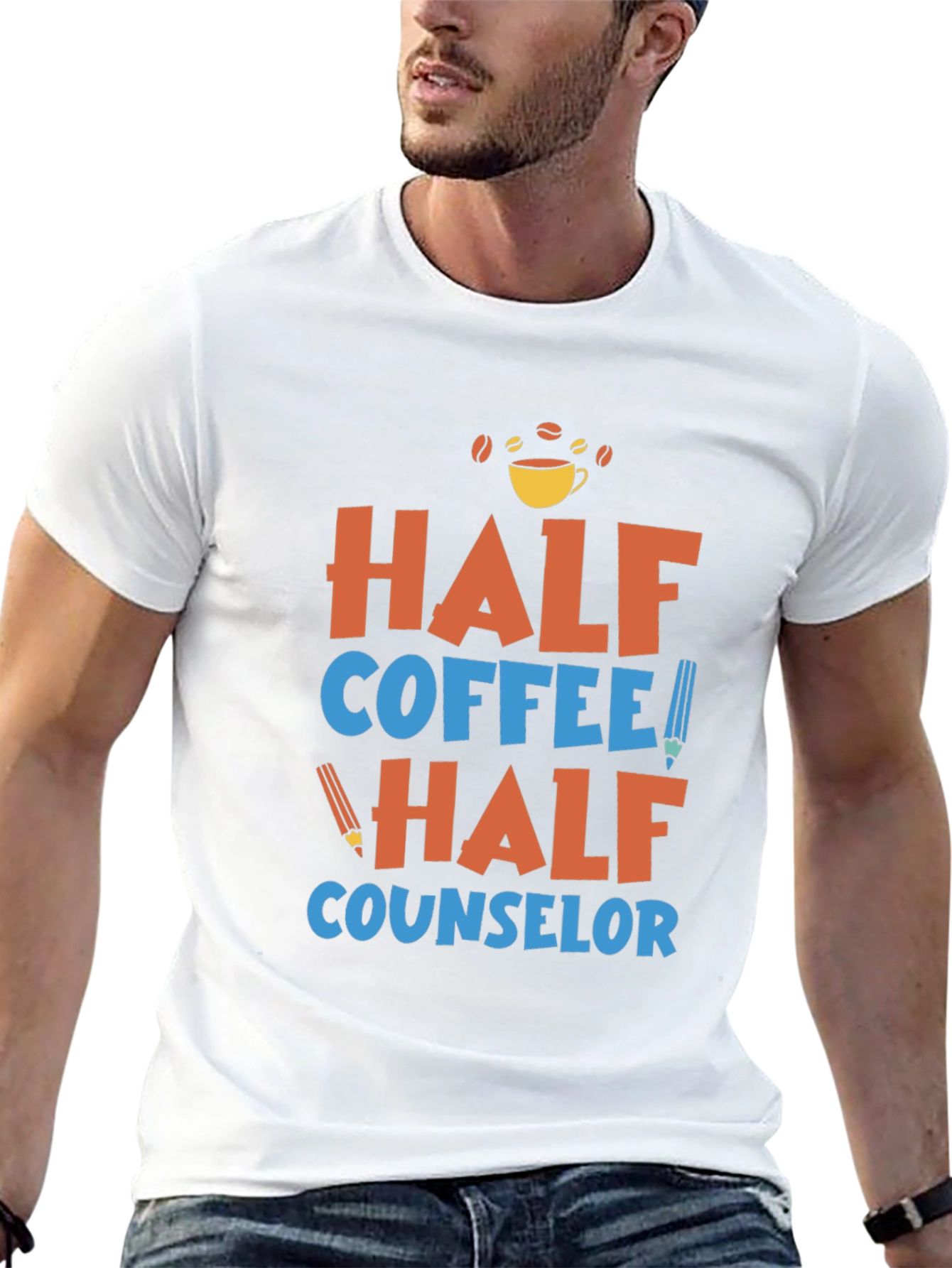 Black Half Coffee Half Counselor Graphic Tee view 13