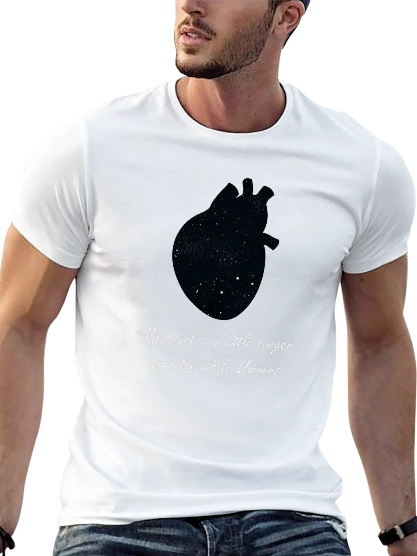 Black Cosmic Heart T-Shirt - Unisex Galaxy Tee view 13