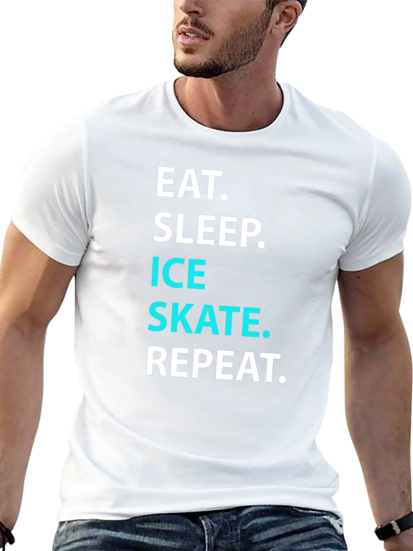 Black Eat Sleep Ice Skate Repeat T-Shirt view 13