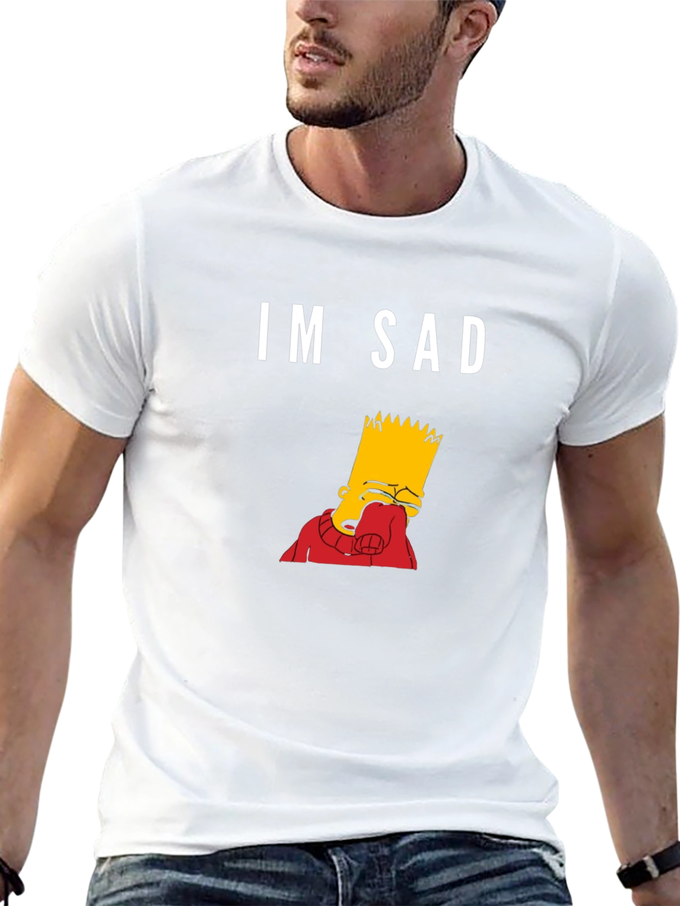 Black Im Sad Bart Simpson Graphic Tee - Black Cotton Blend view 13
